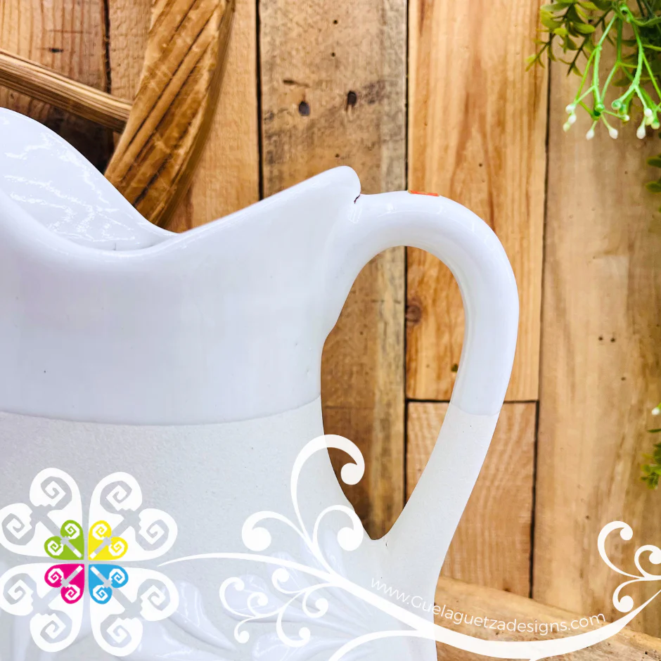 Monarch Butterfly White Large Clay Pitcher - Jarro de Barro Mariposa - Image 6