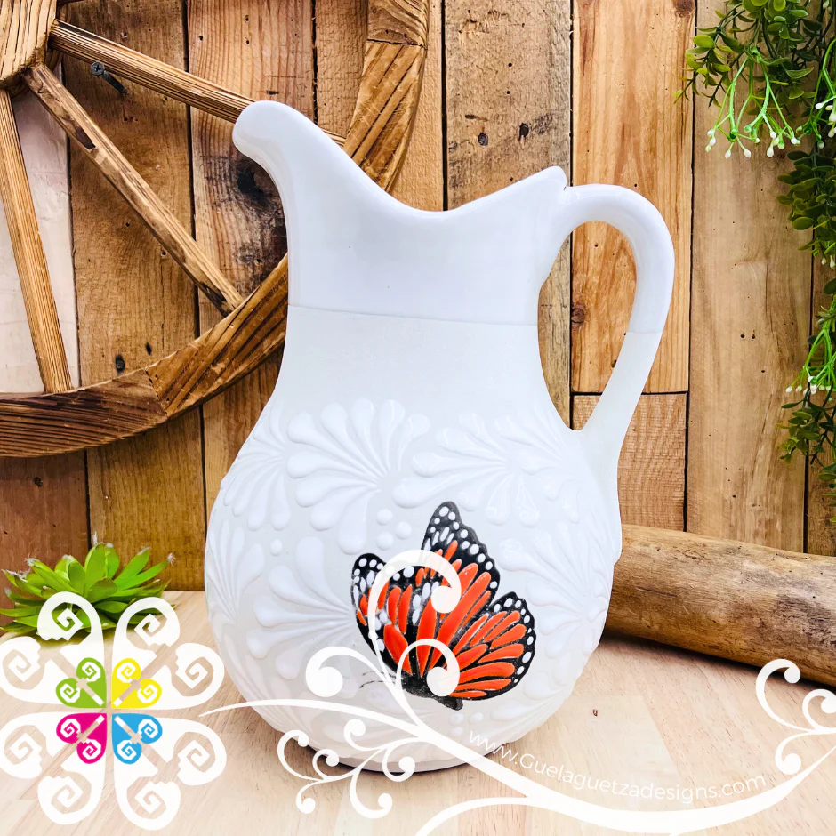 Mariposa Monarca White Espiga Pato Pitcher Set - 4 Mugs - Image 5