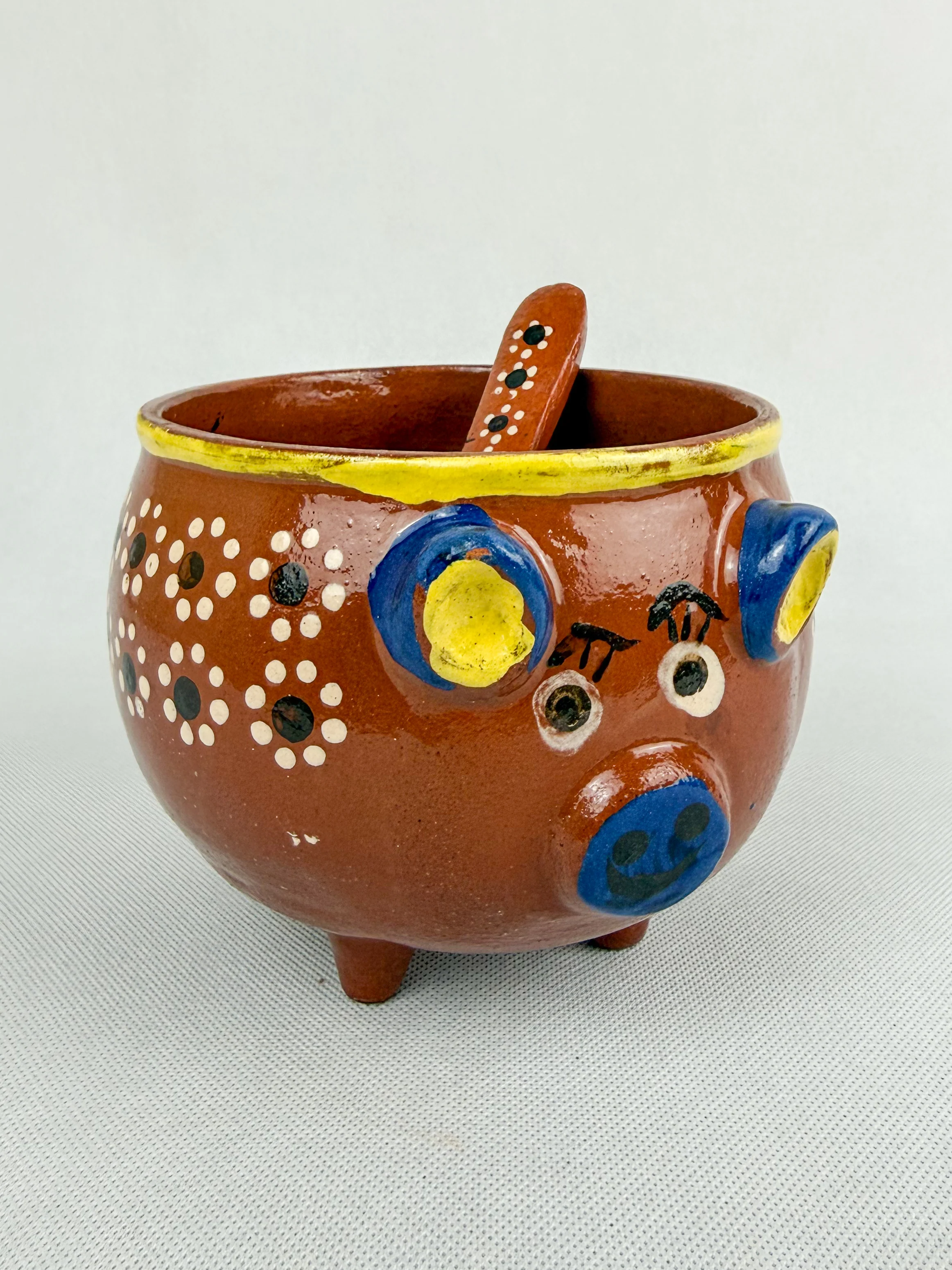Michoacan Mexican Clay Bowl with Lid Marranito Salsera Mexican Marranitos Puerquitos