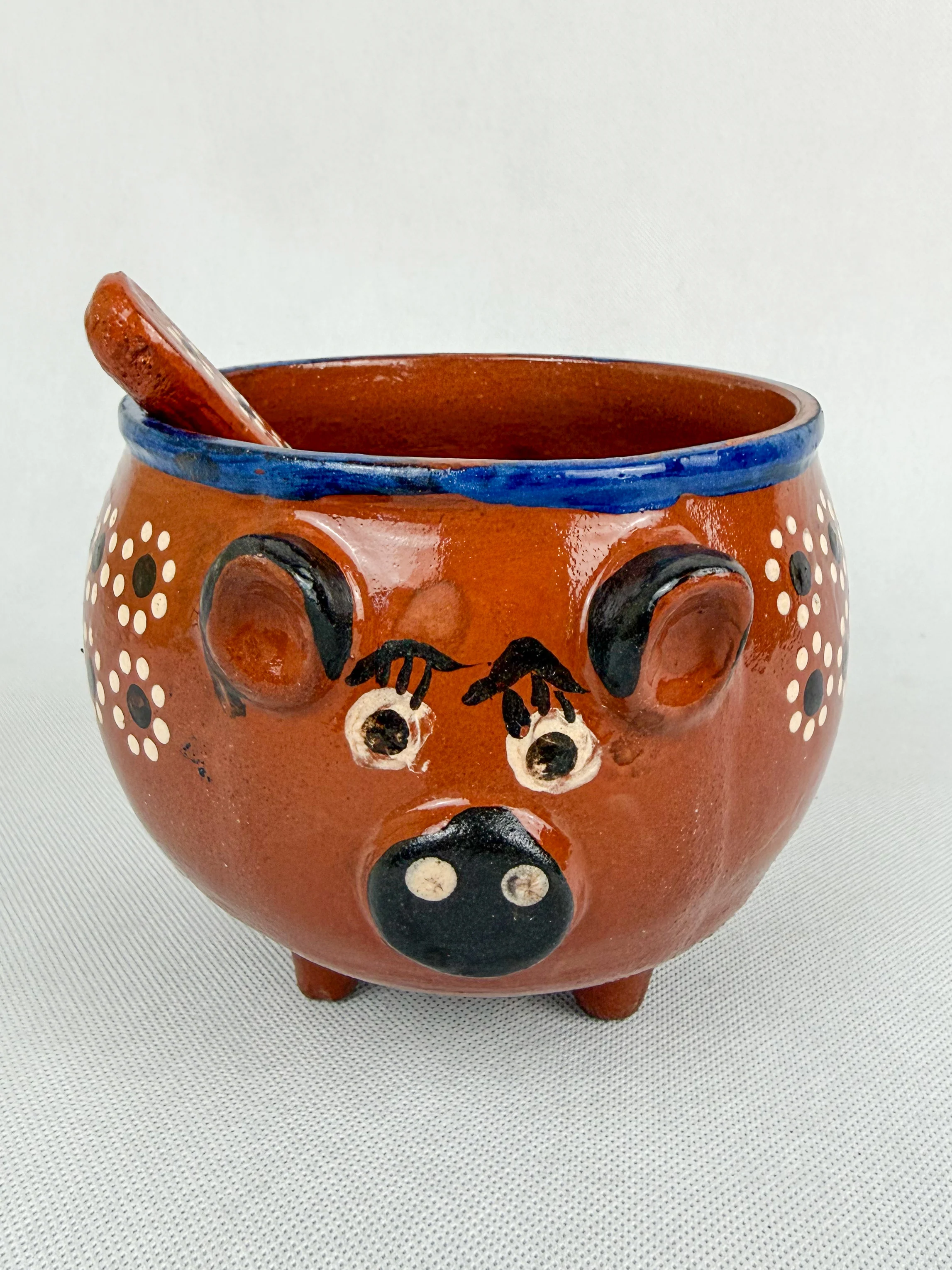 Michoacan Mexican Clay Bowl with Lid Marranito Salsera Mexican Marranitos Puerquitos - Image 3