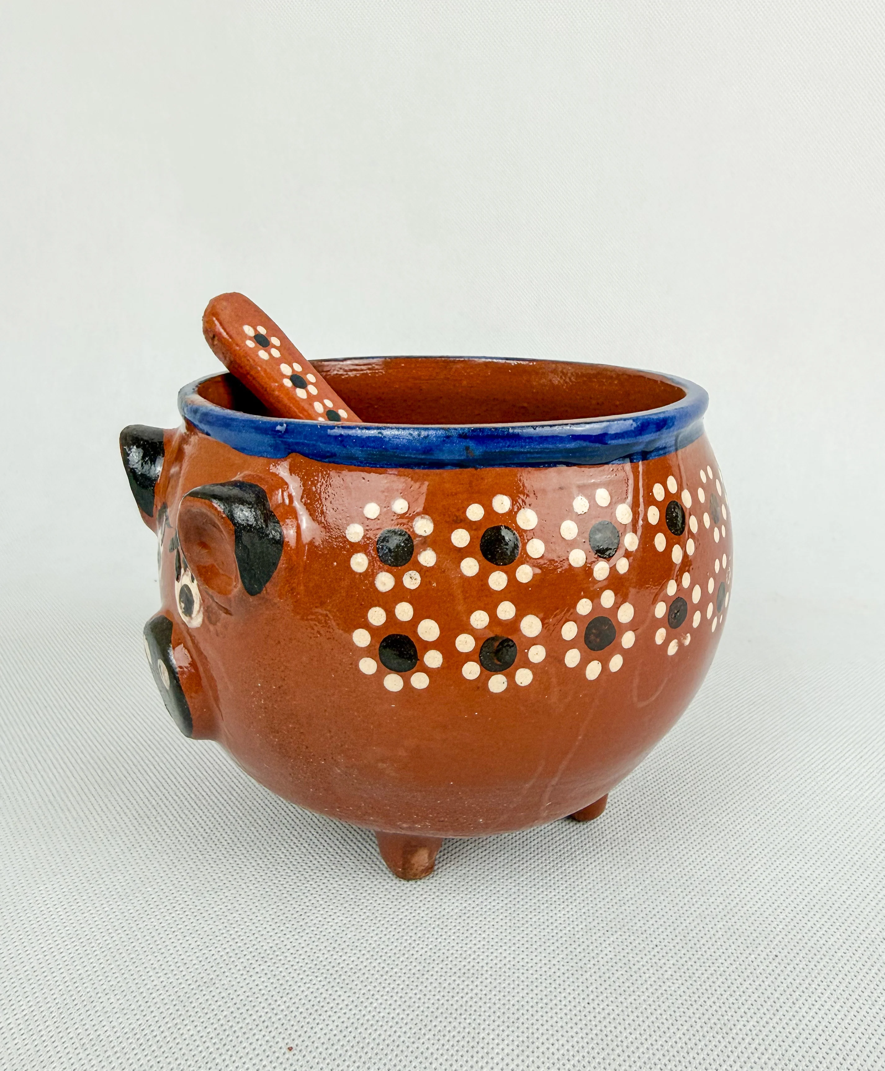 Michoacan Mexican Clay Bowl with Lid Marranito Salsera Mexican Marranitos Puerquitos - Image 4