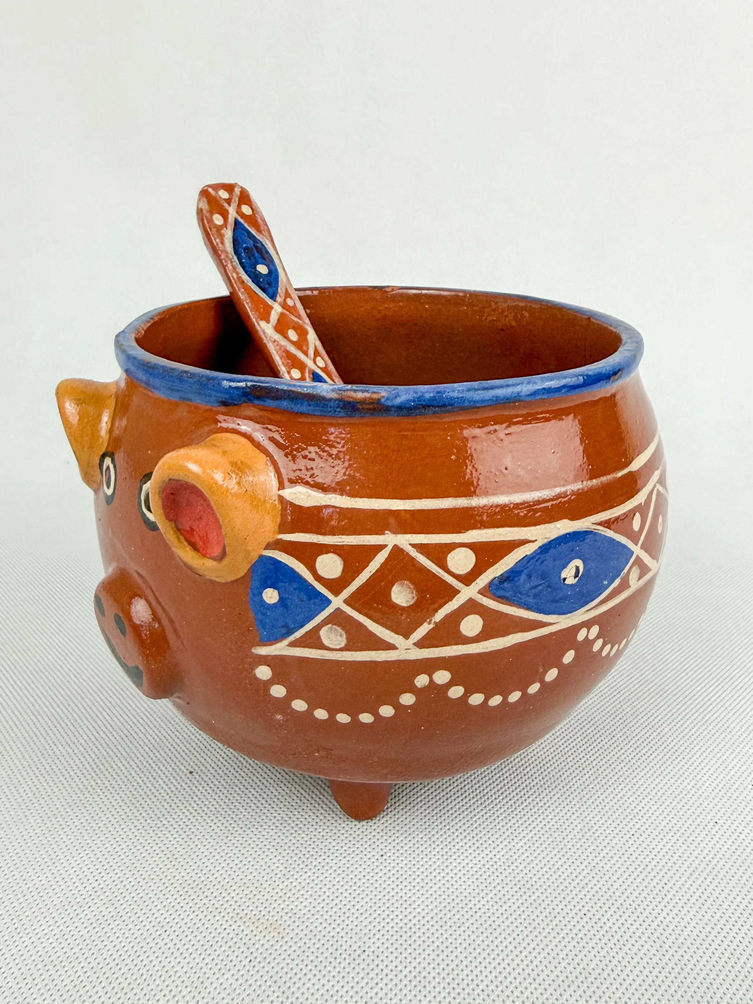 Michoacan Mexican Clay Bowl with Lid Marranito Salsera Mexican Marranitos Puerquitos - Image 5