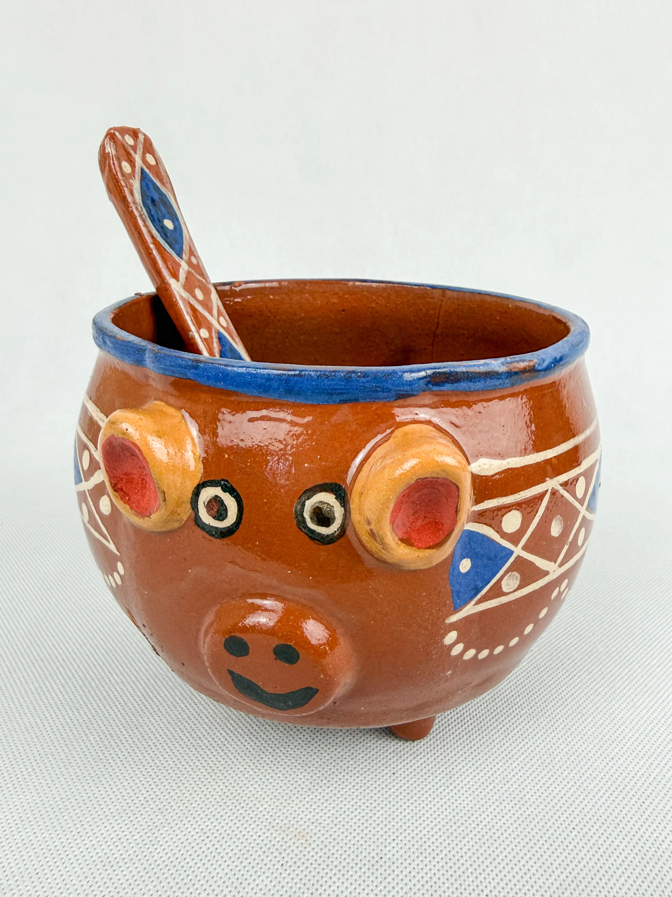 Michoacan Mexican Clay Bowl with Lid Marranito Salsera Mexican Marranitos Puerquitos - Image 6