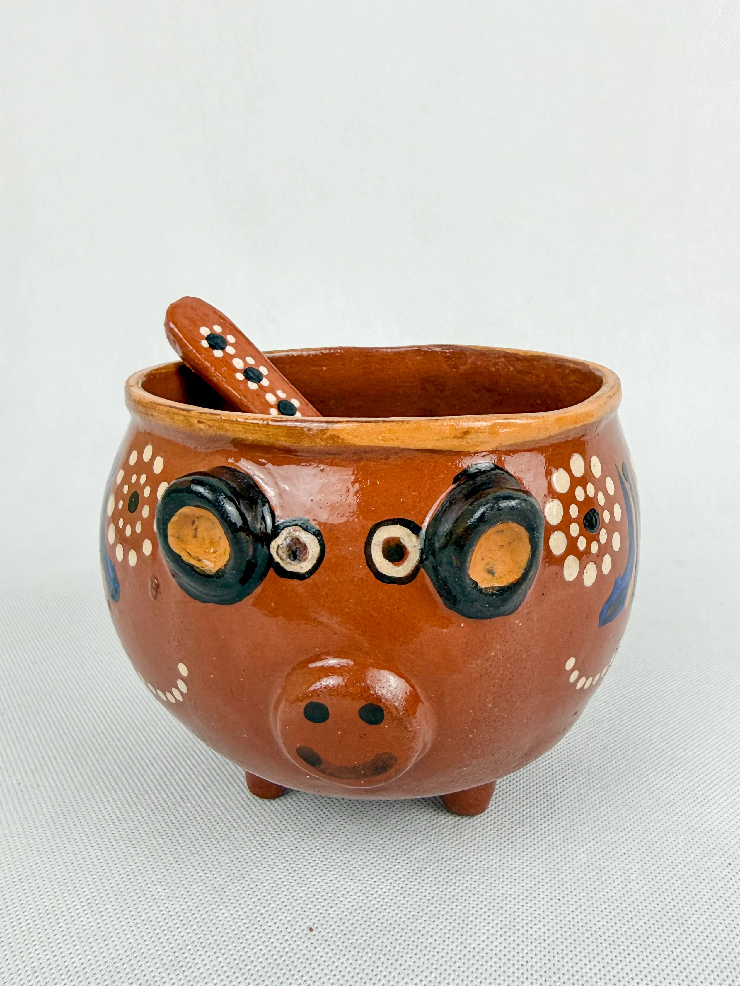 Michoacan Mexican Clay Bowl with Lid Marranito Salsera Mexican Marranitos Puerquitos - Image 8