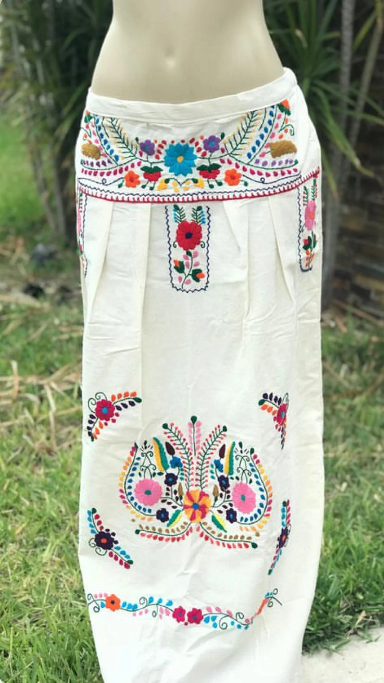Mexican Floral Embroidered Maxi Skirt - Image 2