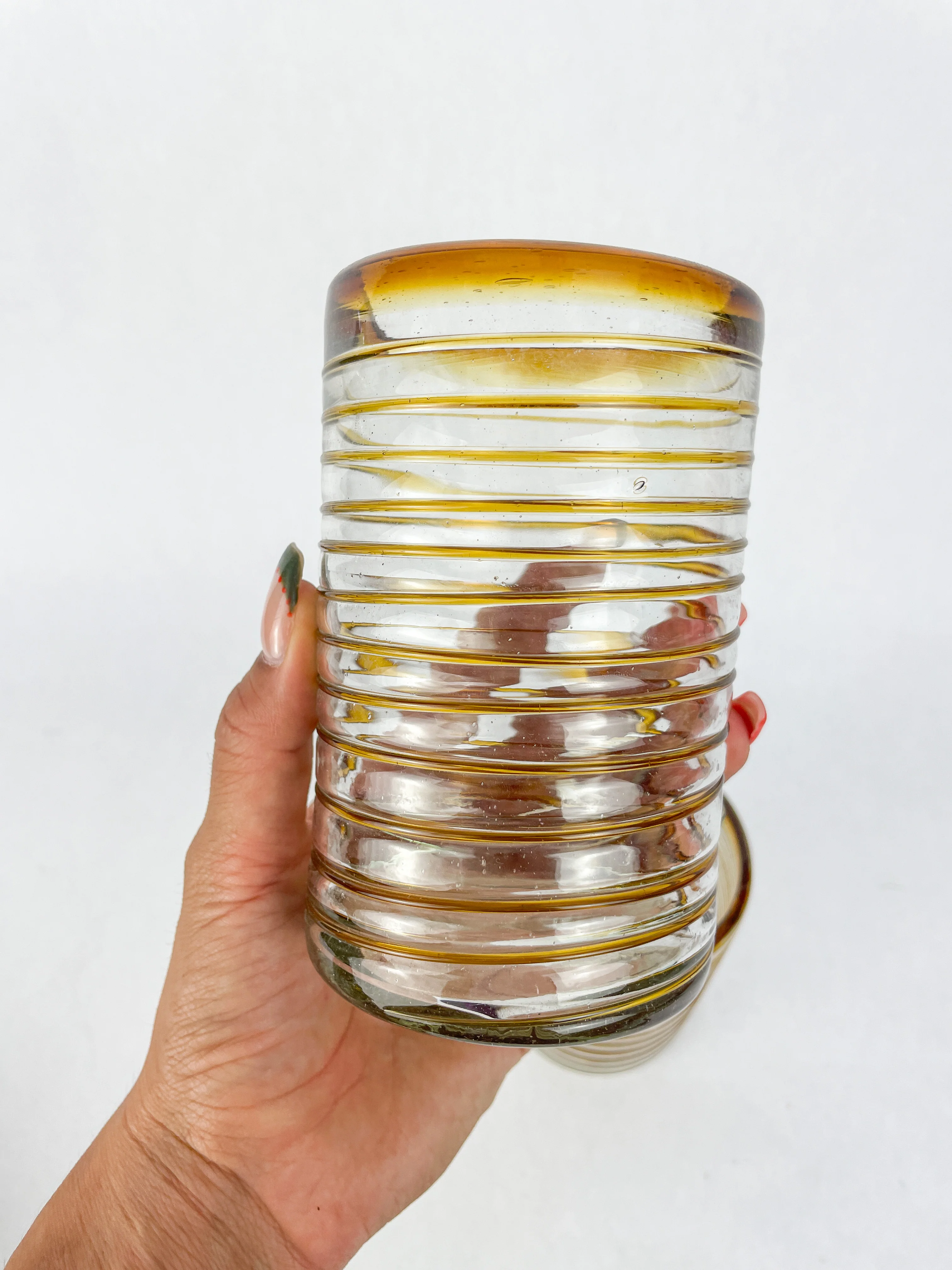 Mexican Glass 16oz Tumbler Ambar Hanblown Set 2 Pc 4Pc Set - Image 4