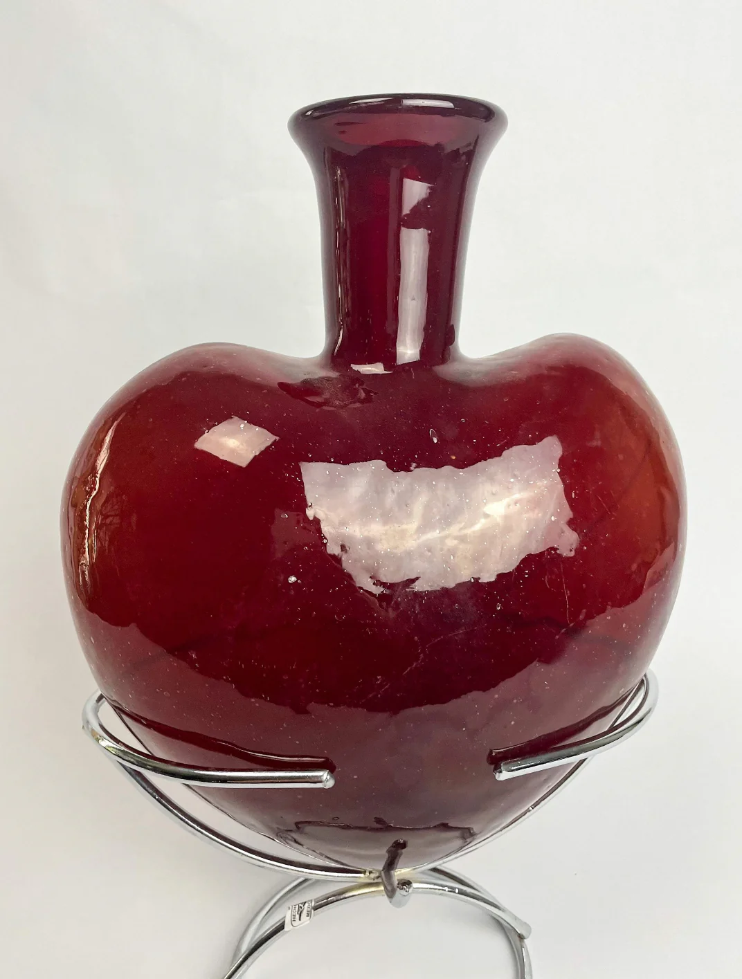 Mexican Glass Heart Vase With Stand - Florero Corazon con Base - Image 3