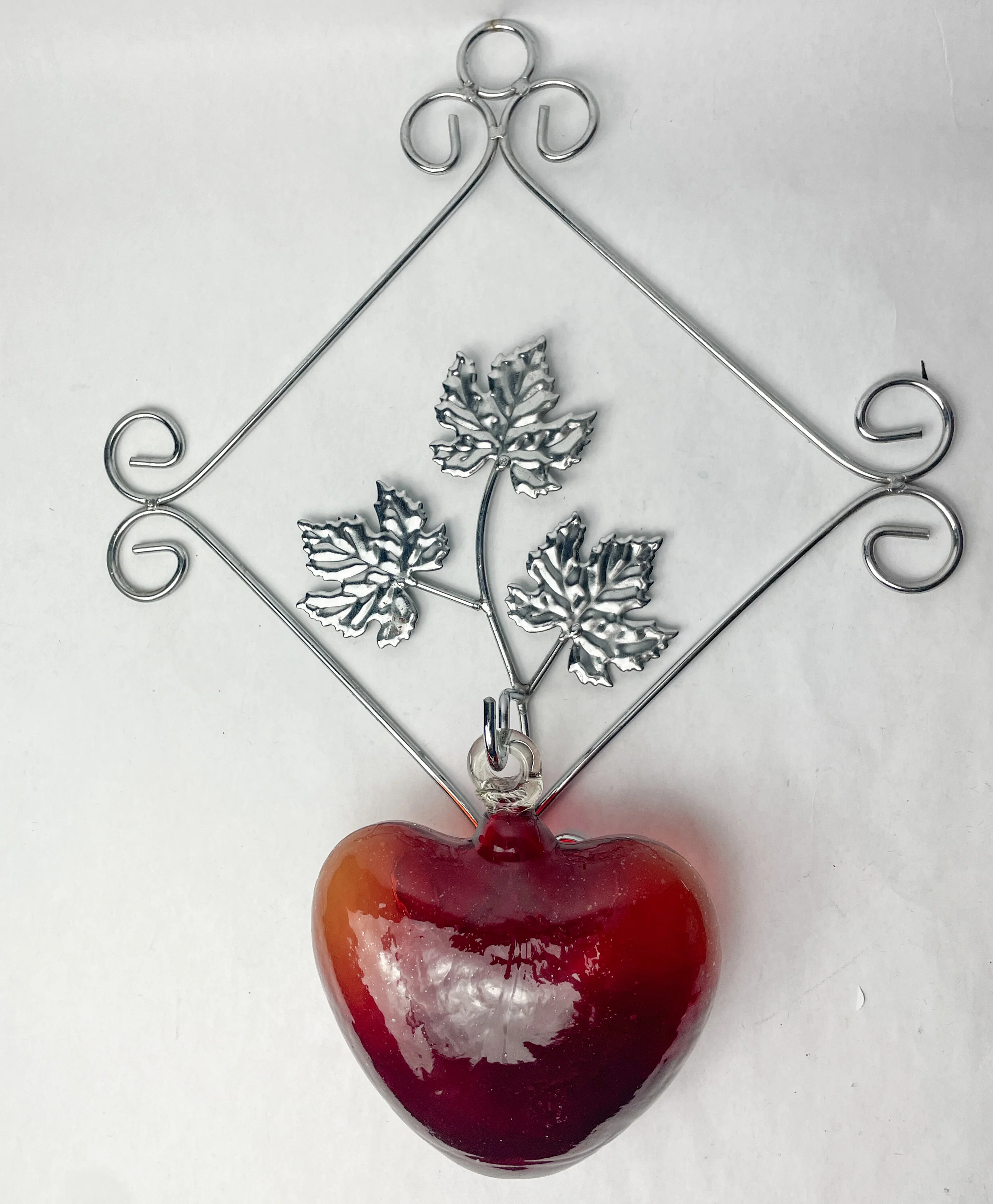 Mexican Glass Heart With Wall Metal Mount Cabo Hearts Blown Glass Hearts Corazones - Image 4