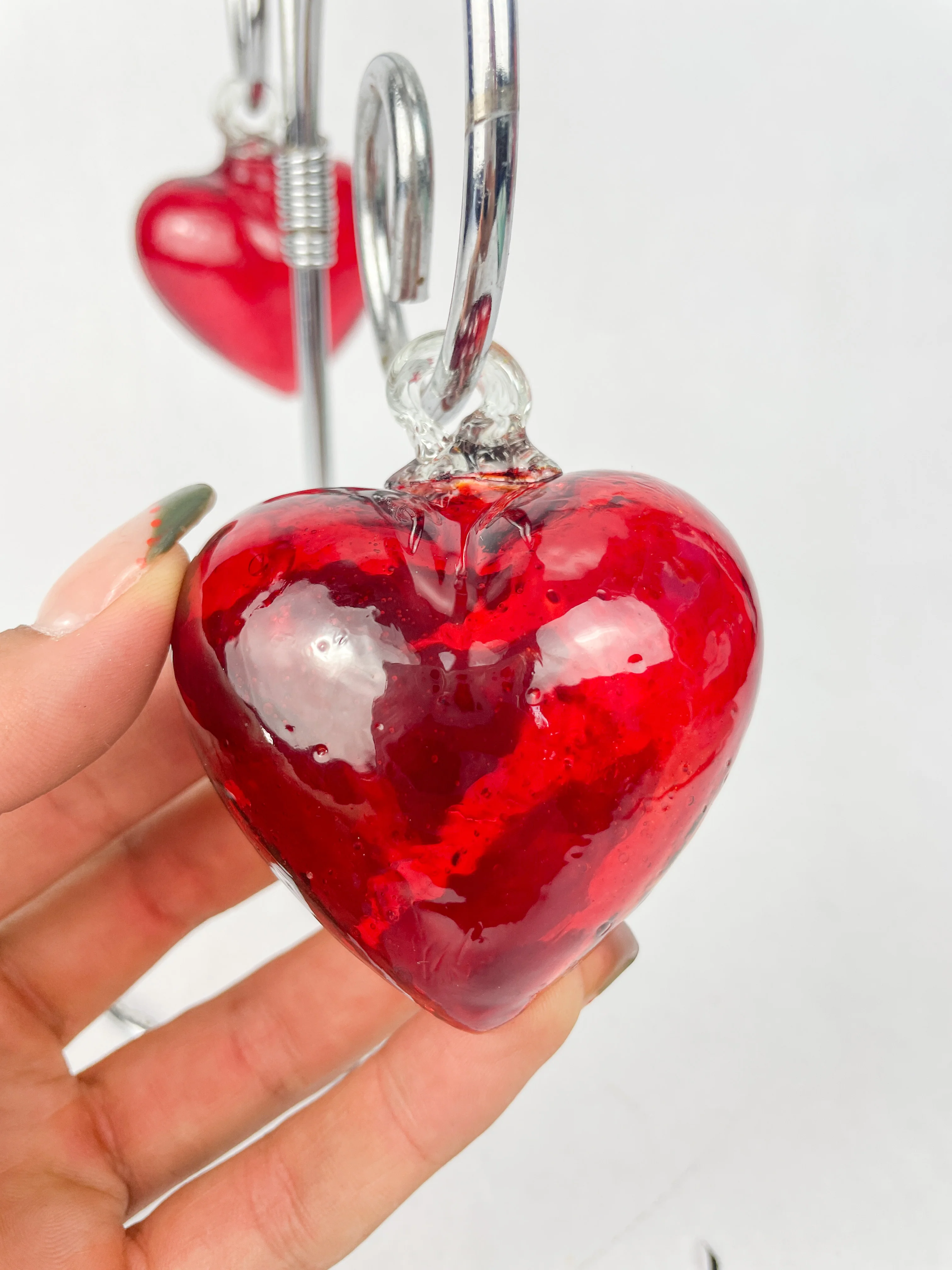 Mexican 3 Inch Glass Hearts With Stand - Corazones Con Base - Image 4