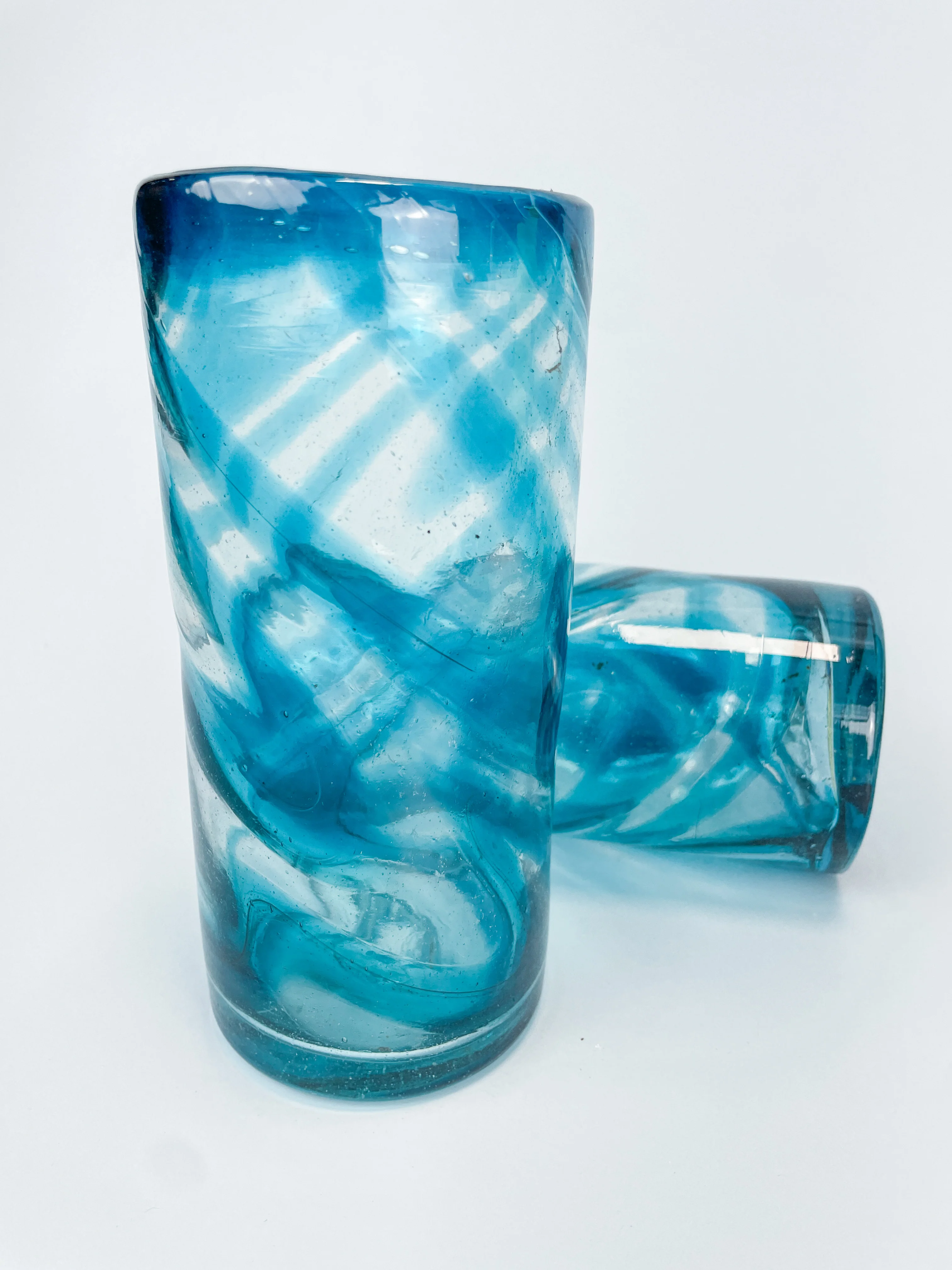 Mexican Glassware Tumblers 2pc Set Mexican Recycled Glass Mexican Confetti Glassware - Image 3