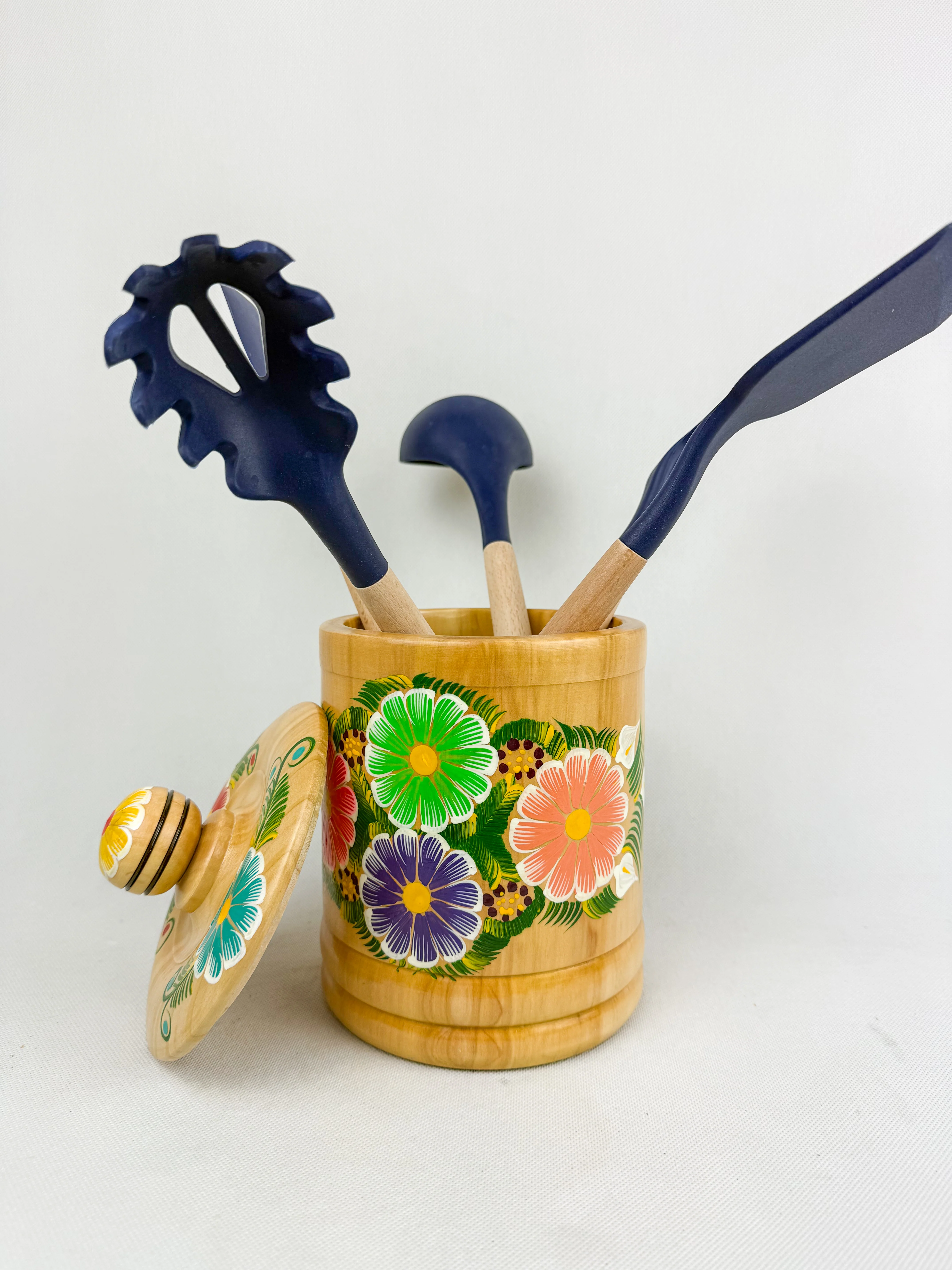 Mexican Hand Painted Wood Canister - Azucarera Parota - Image 11