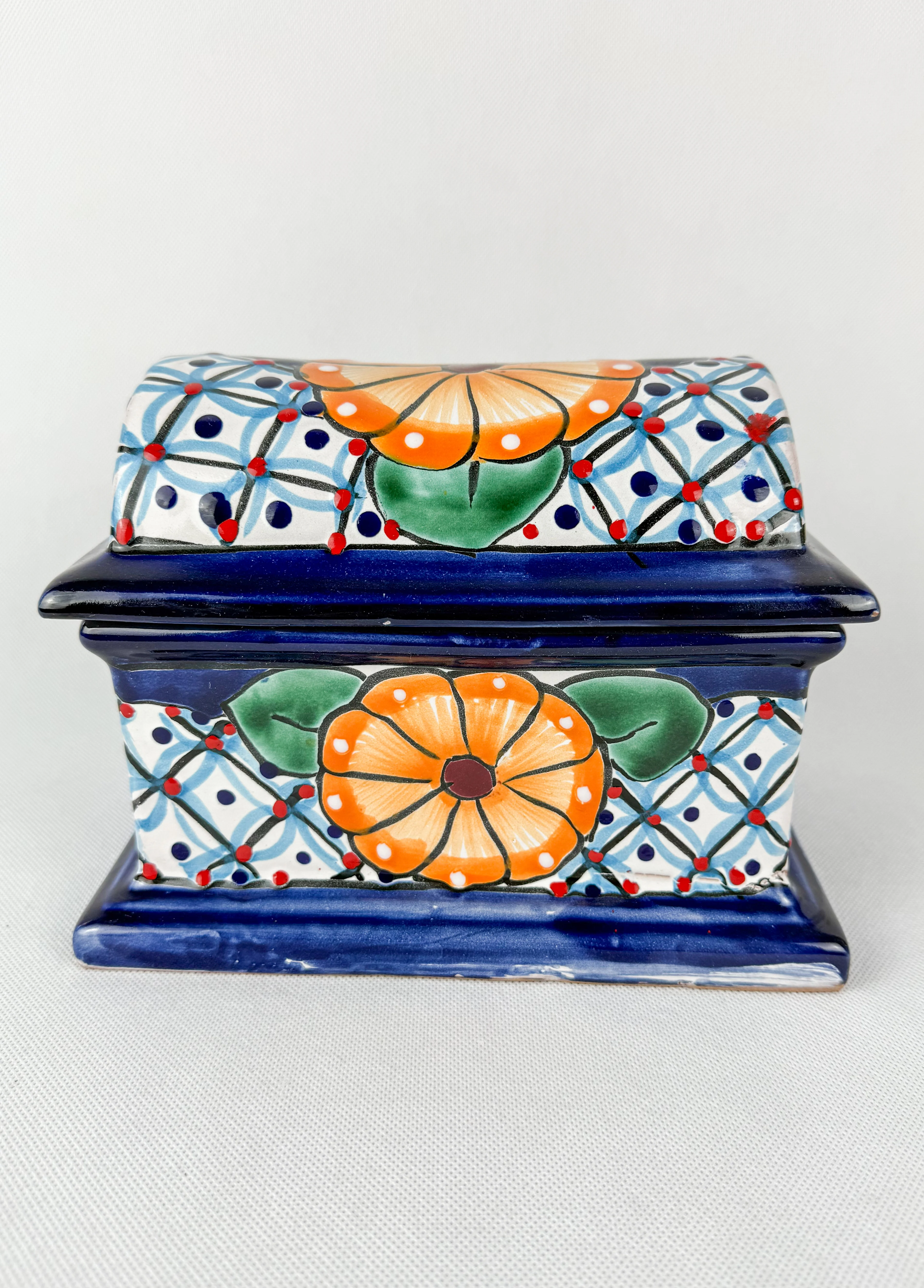 Mexican Pottery Chest Trinket Box Talavera Baul Colorful