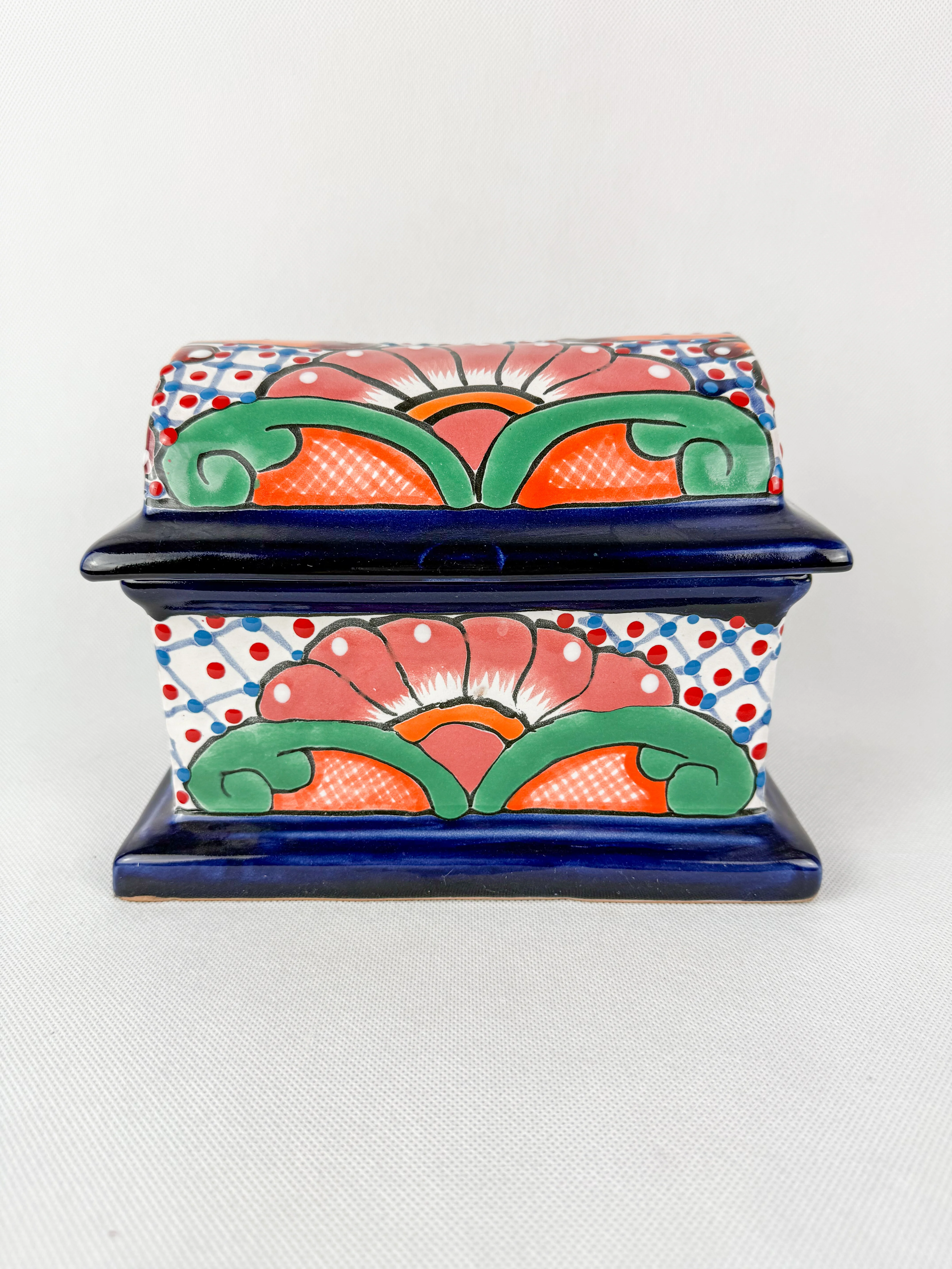 Mexican Pottery Chest Trinket Box Talavera Baul Colorful - Image 10