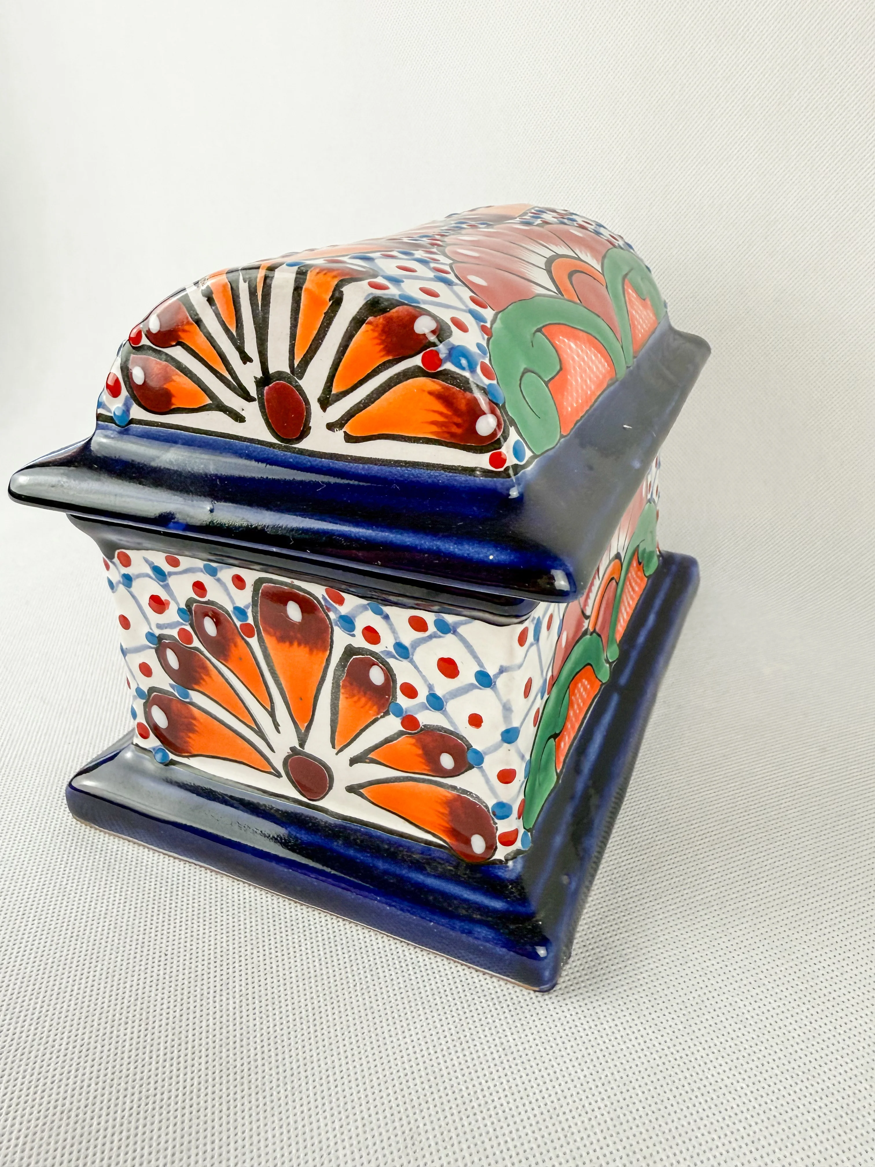 Mexican Pottery Chest Trinket Box Talavera Baul Colorful - Image 2