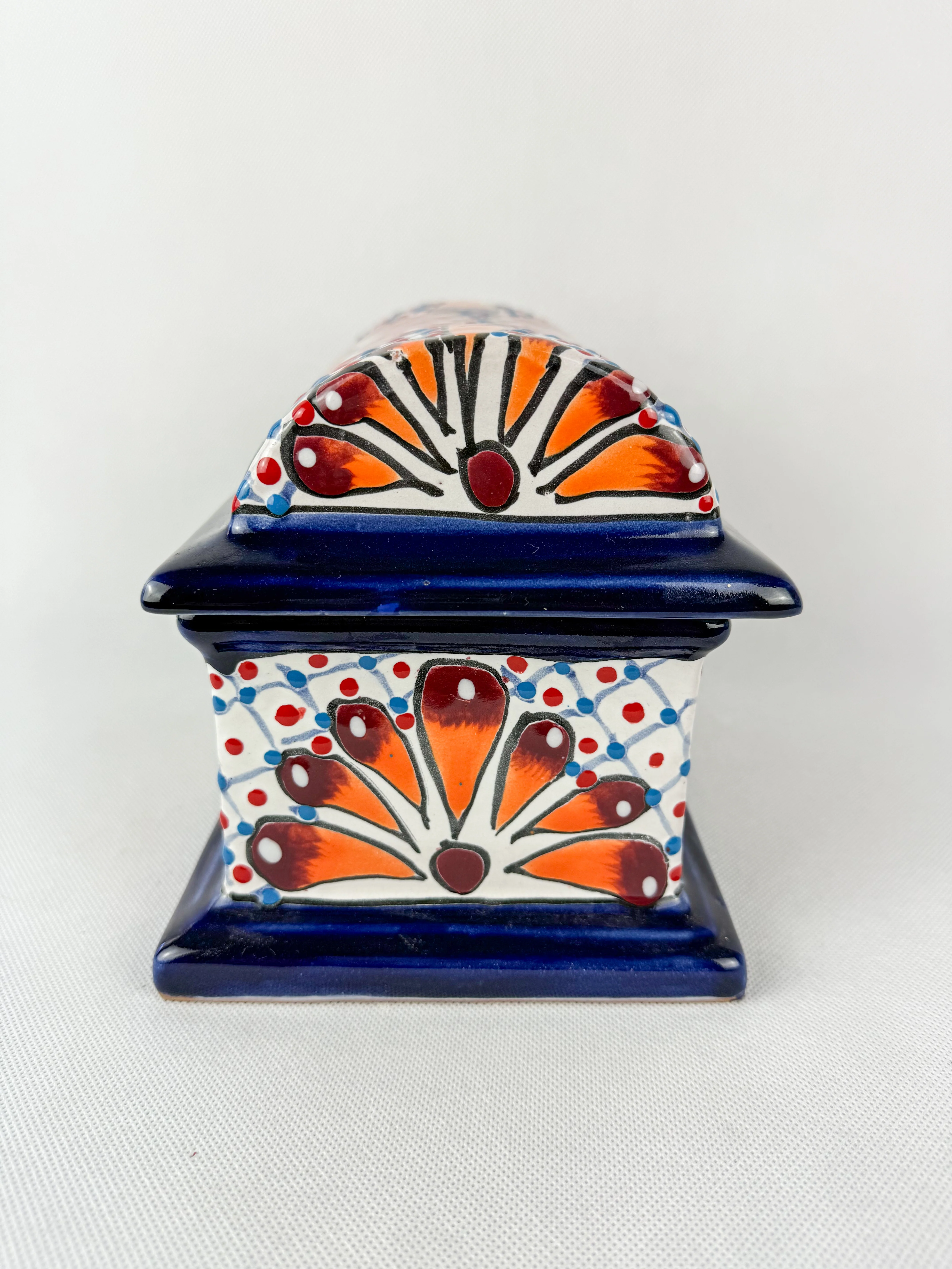 Mexican Pottery Chest Trinket Box Talavera Baul Colorful - Image 3