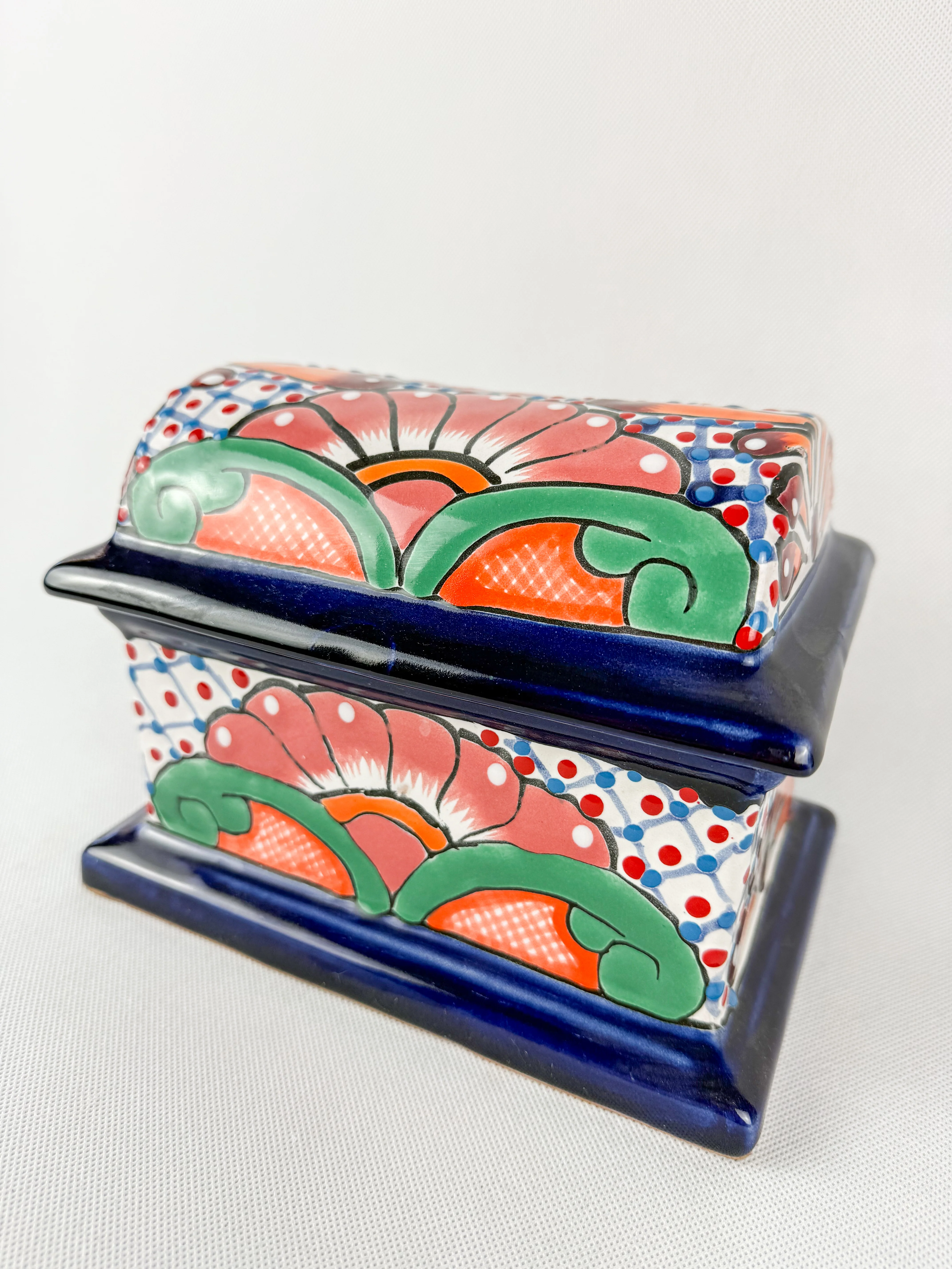 Mexican Pottery Chest Trinket Box Talavera Baul Colorful - Image 4