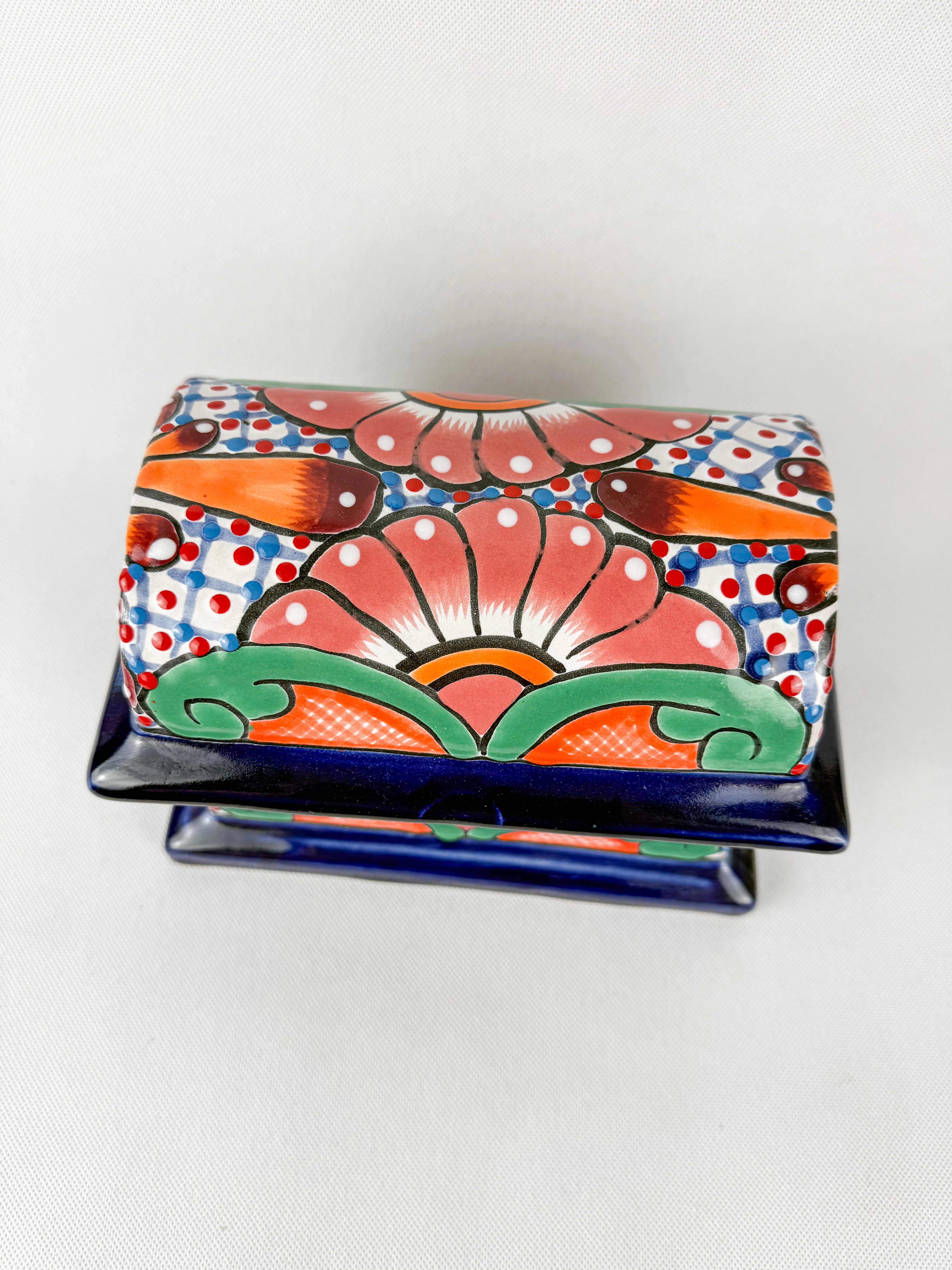 Mexican Pottery Chest Trinket Box Talavera Baul Colorful - Image 5