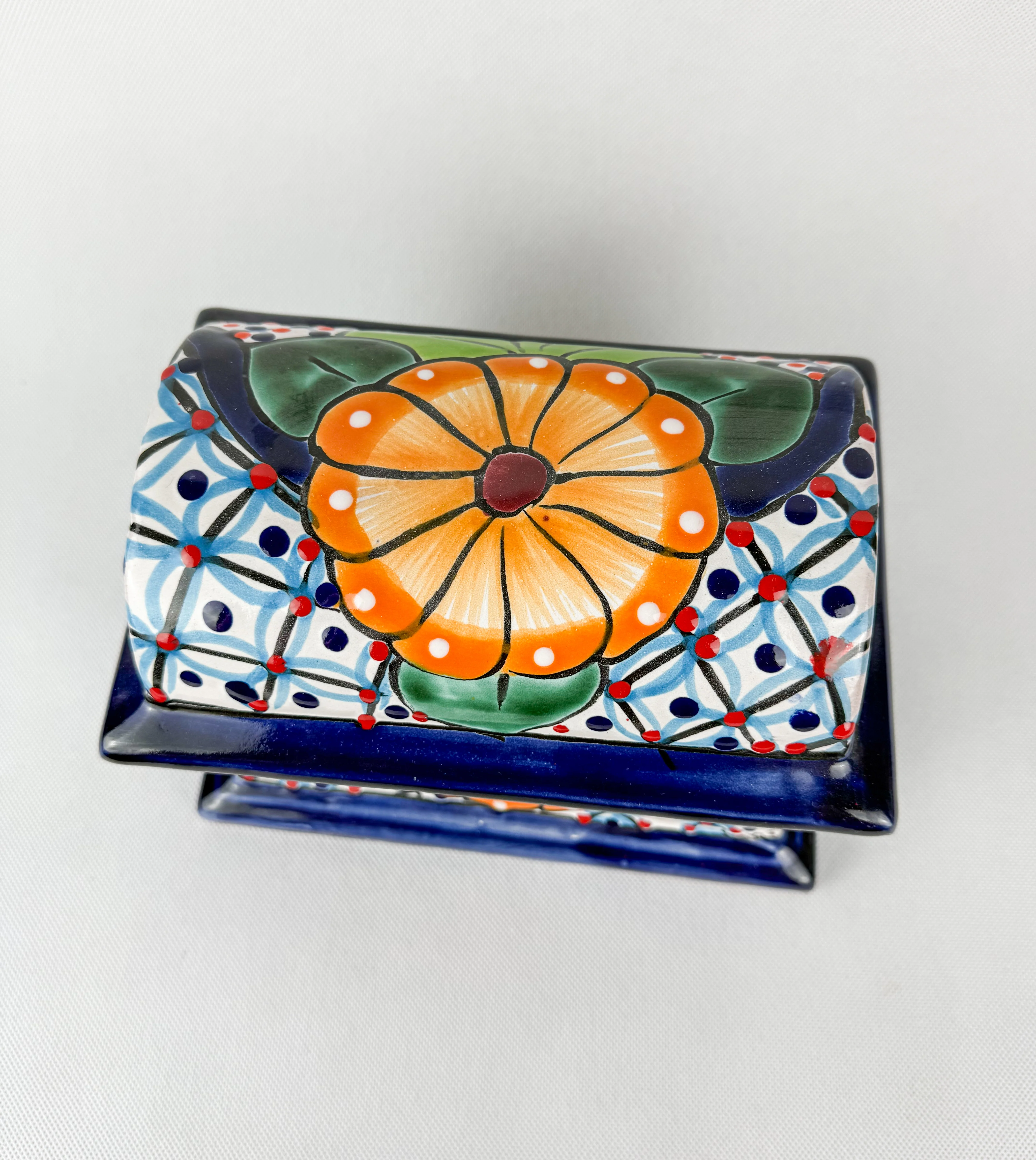 Mexican Pottery Chest Trinket Box Talavera Baul Colorful - Image 6