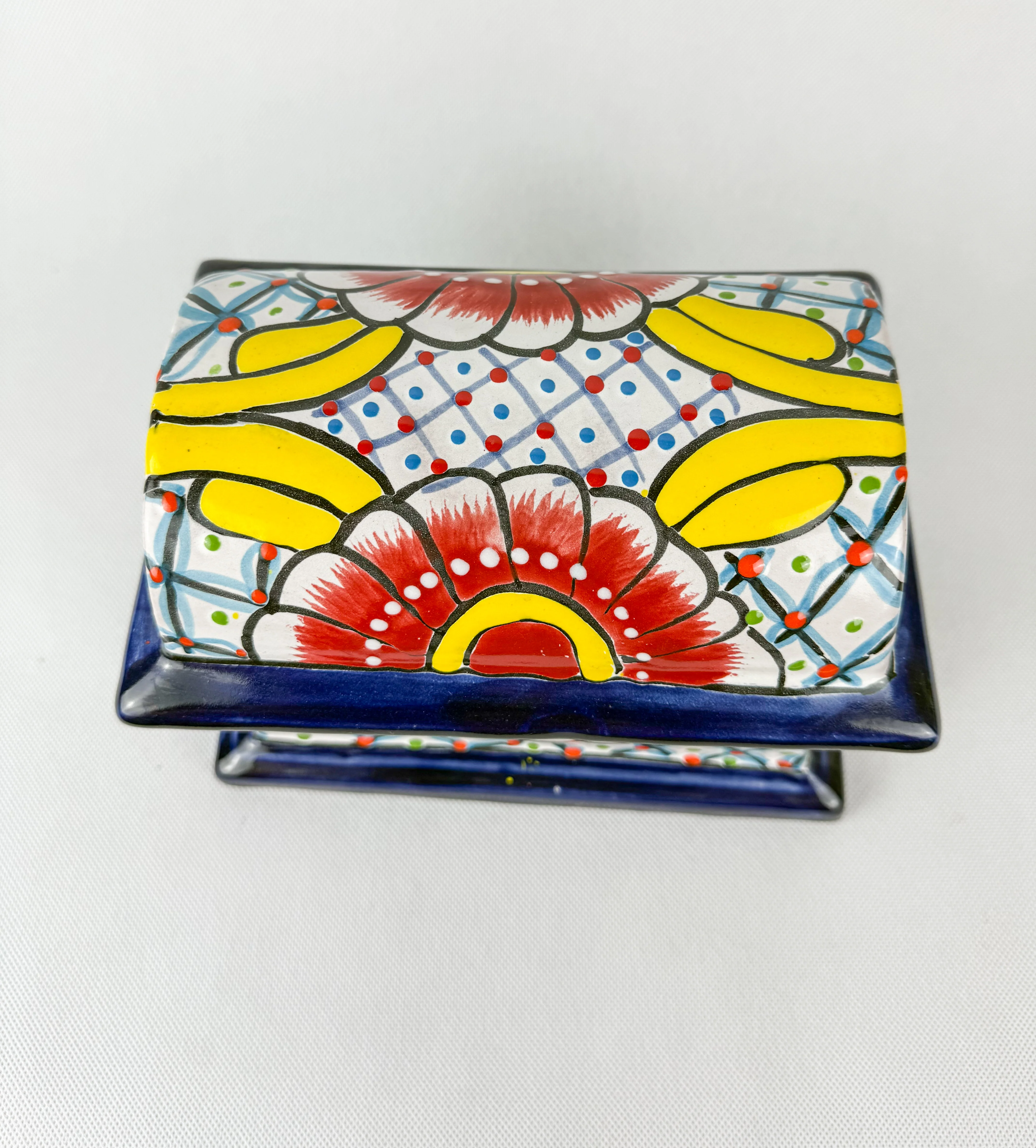 Mexican Pottery Chest Trinket Box Talavera Baul Colorful - Image 8