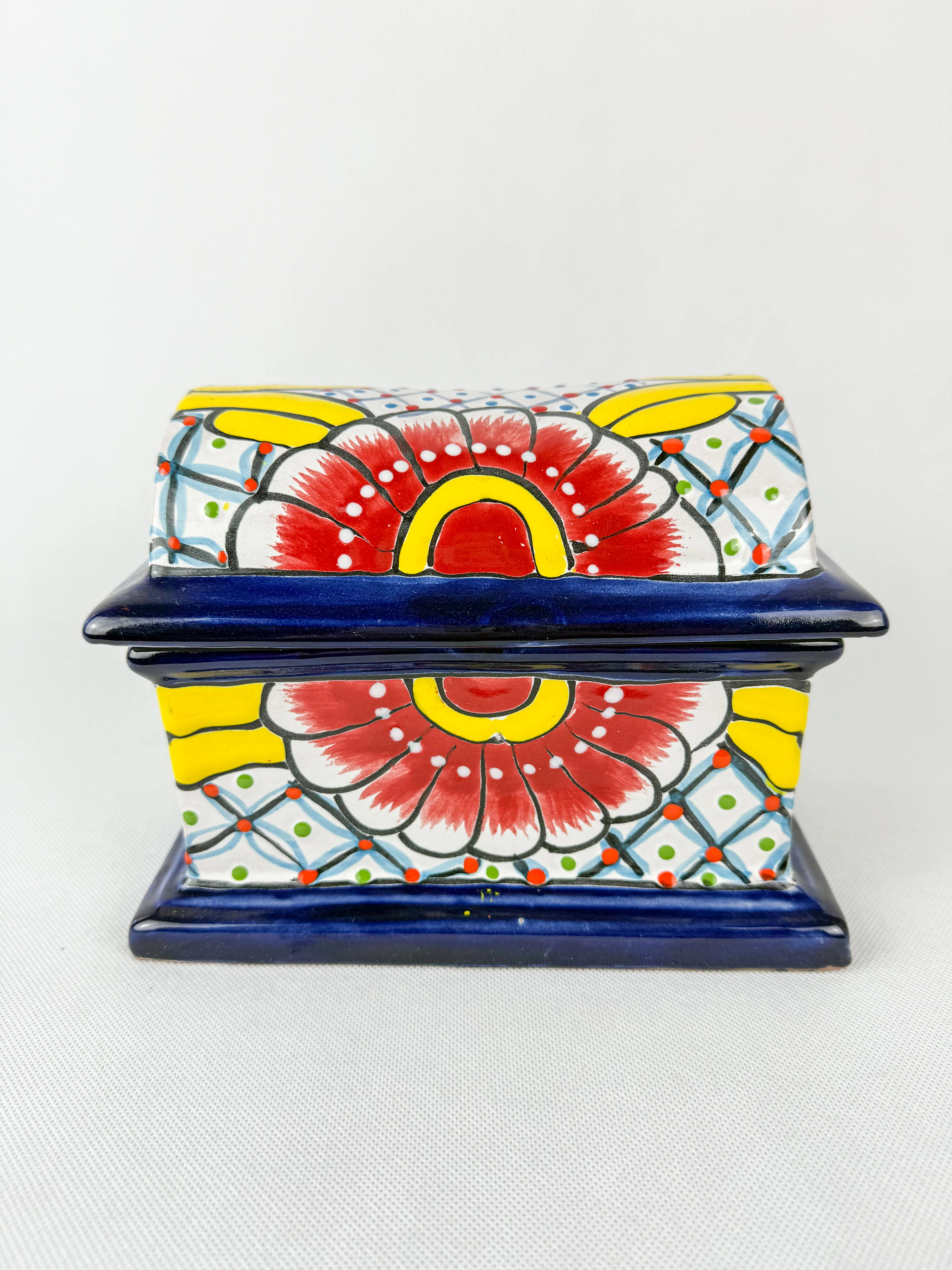 Mexican Pottery Chest Trinket Box Talavera Baul Colorful - Image 9