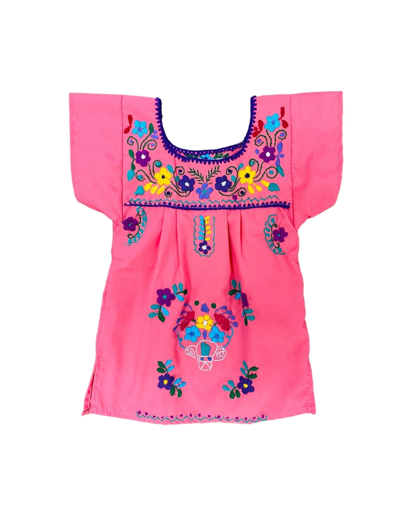 Mexican Puebla Dress for Girls Coral - Vestido Nina - Image 2