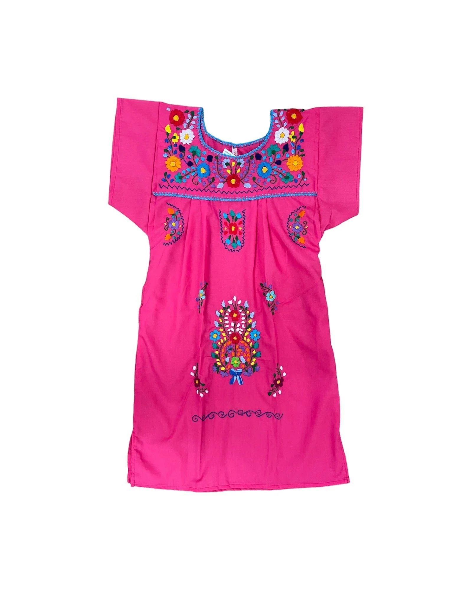 Mexican Puebla Dress for Girls Hot Pink - Vestido Nina Rosa - Image 2