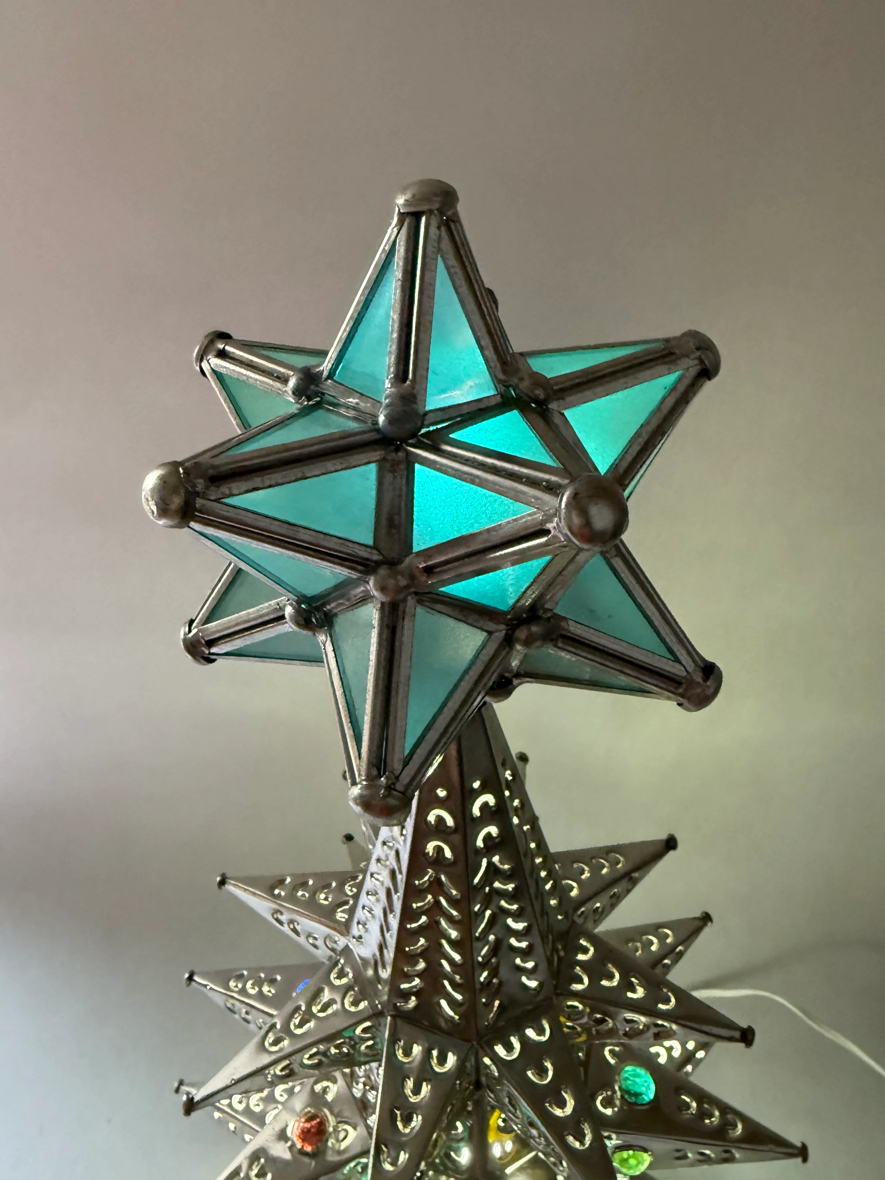 Mexican Punched Christmas Tree Tin Punched Christmas Tree Arbol de Navidad Con Luz - Image 16