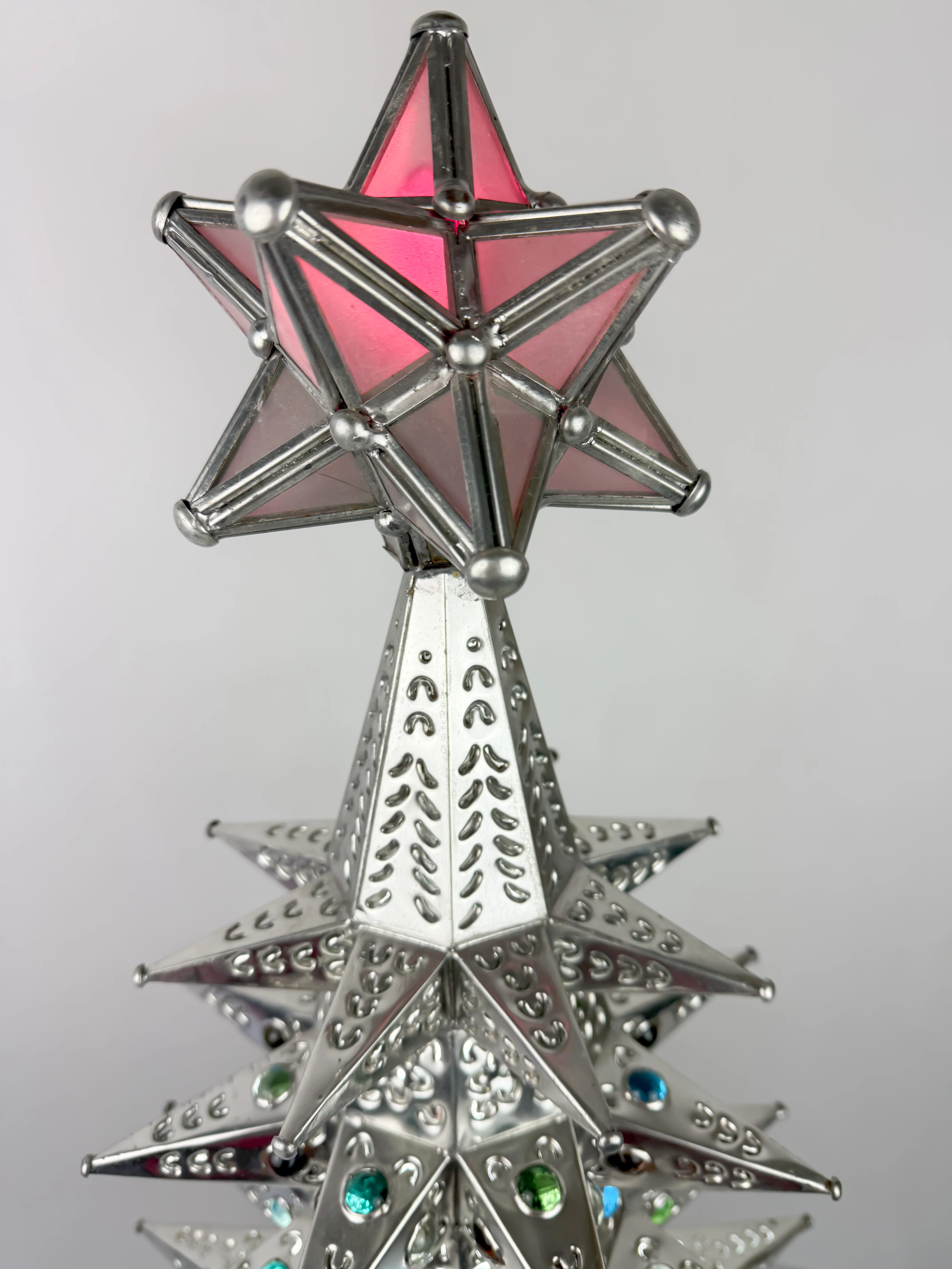 Mexican Punched Christmas Tree Tin Punched Christmas Tree Arbol de Navidad Con Luz - Image 4