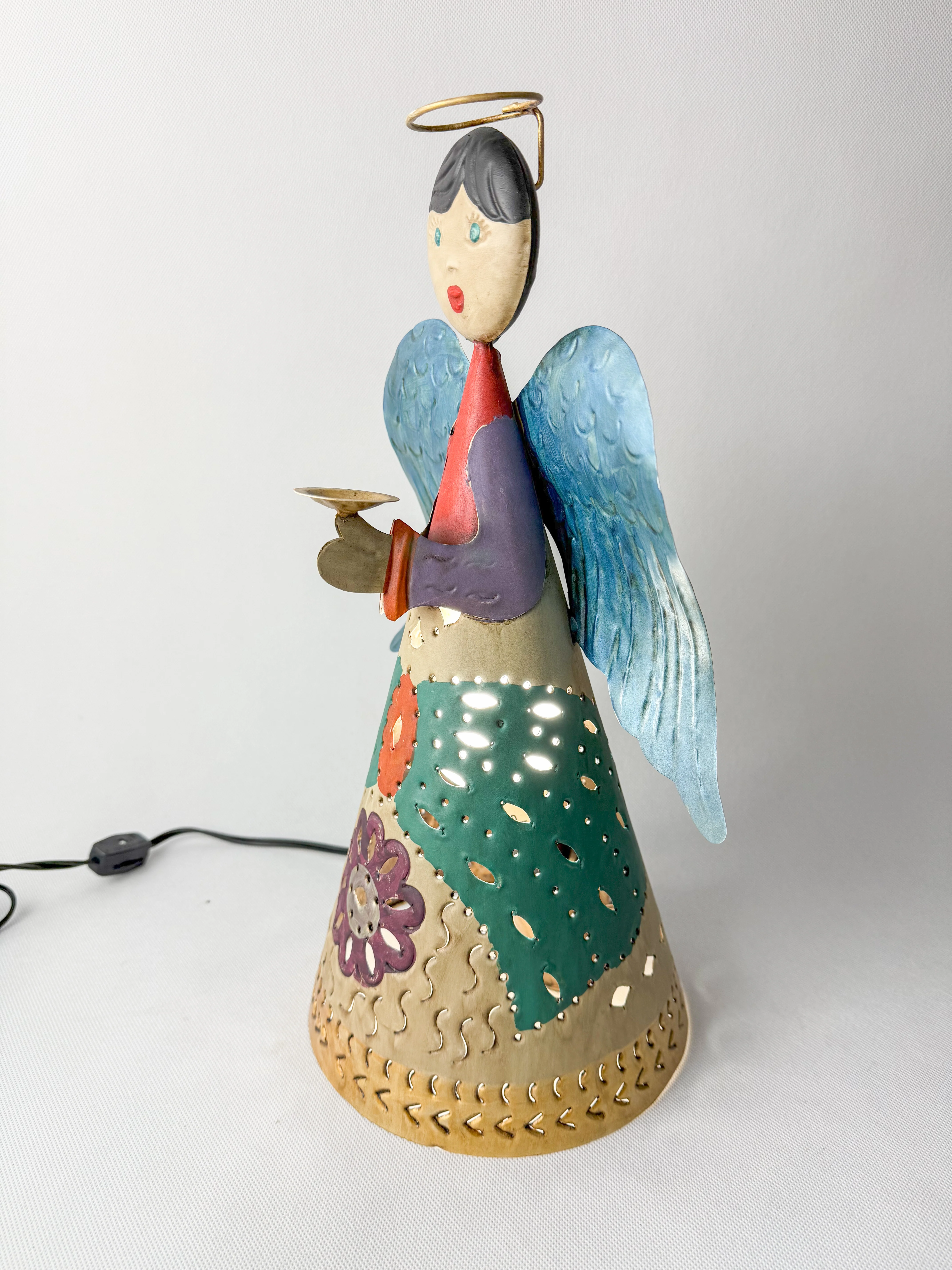Mexican Punched Tin Lighting Angel Tin Lights Angel Con Luz - Image 4