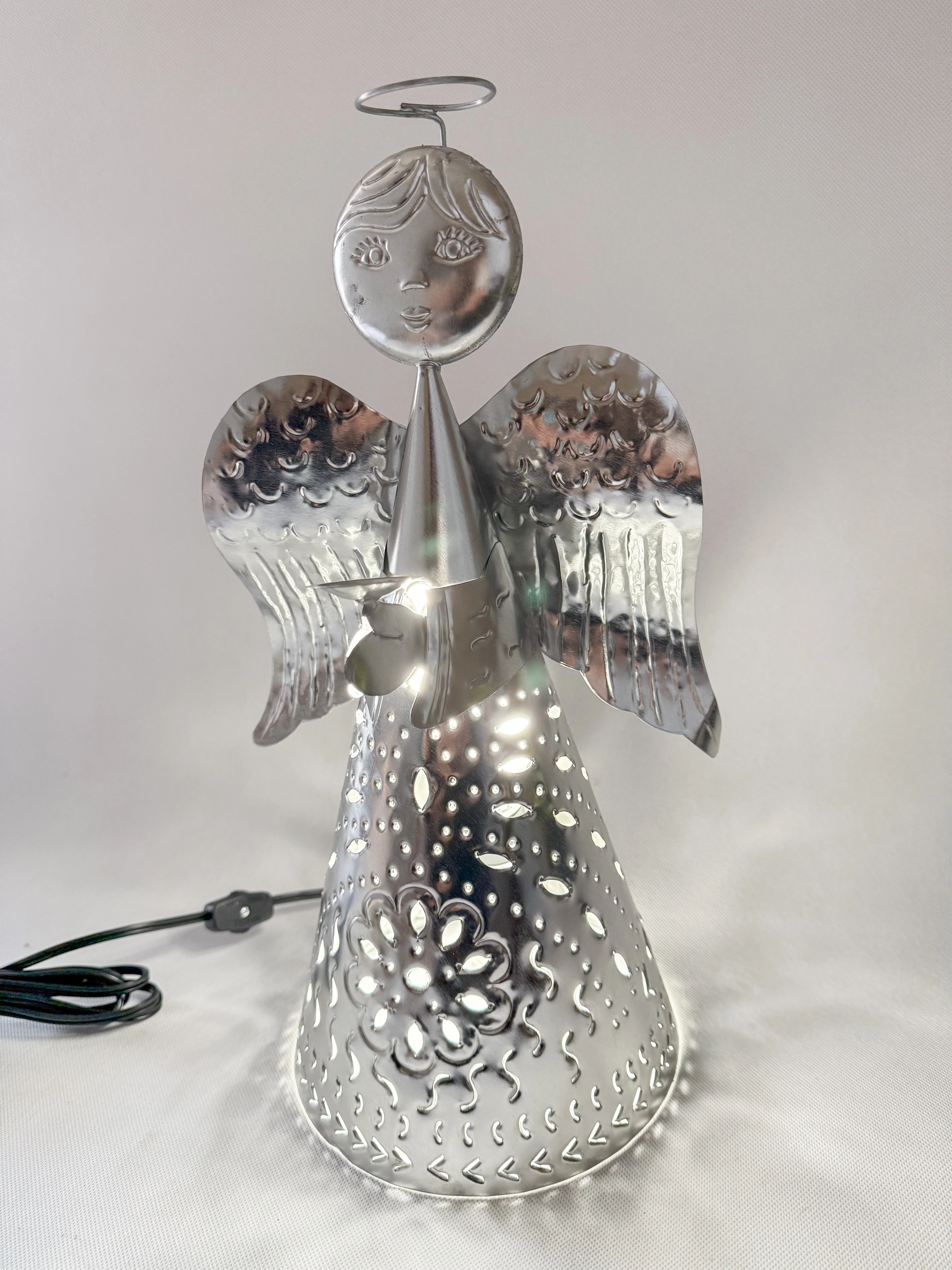 Mexican Punched Tin Lighting Angel Tin Lights Angel Con Luz - Image 7