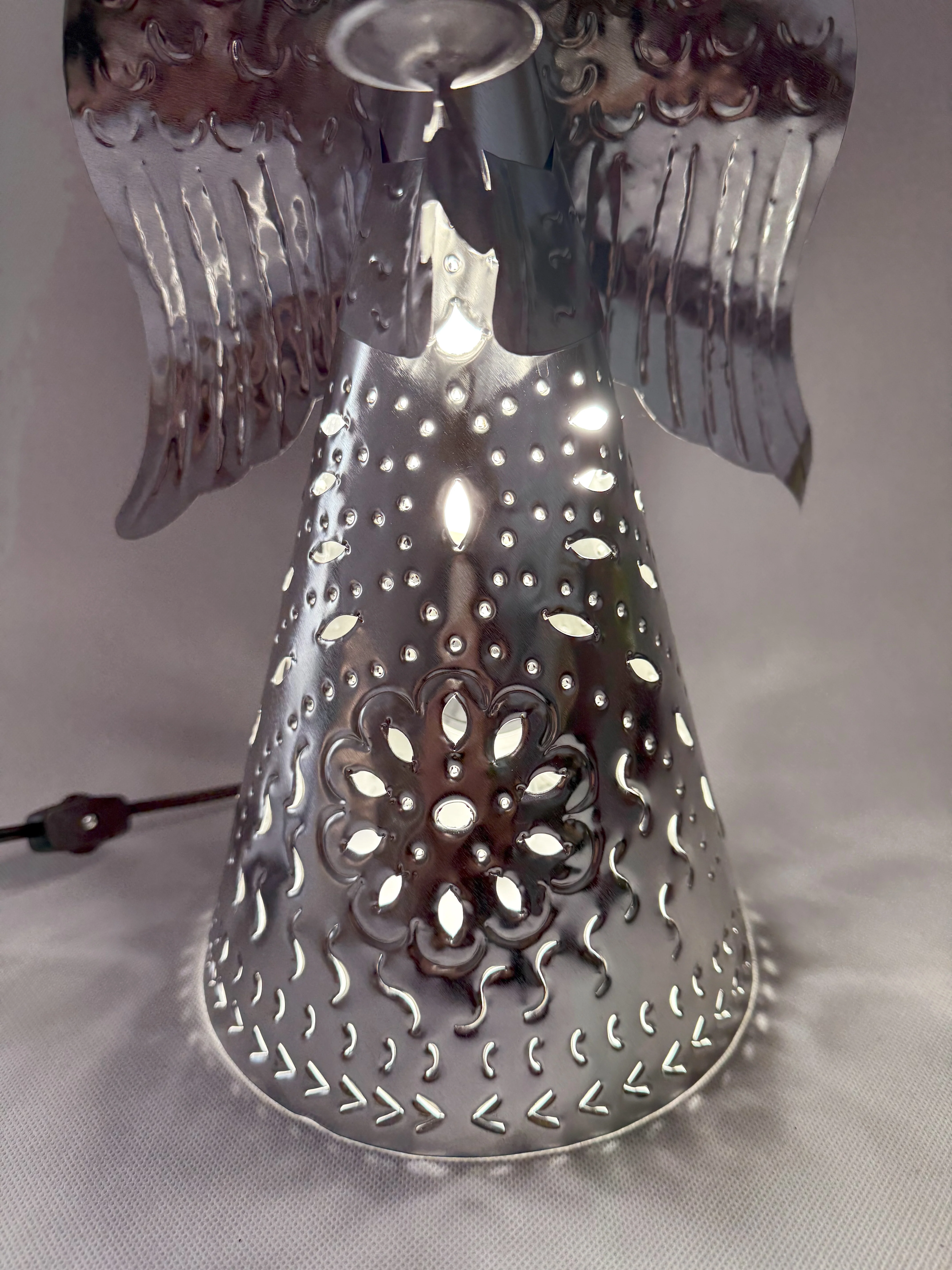 Mexican Punched Tin Lighting Angel Tin Lights Angel Con Luz - Image 8