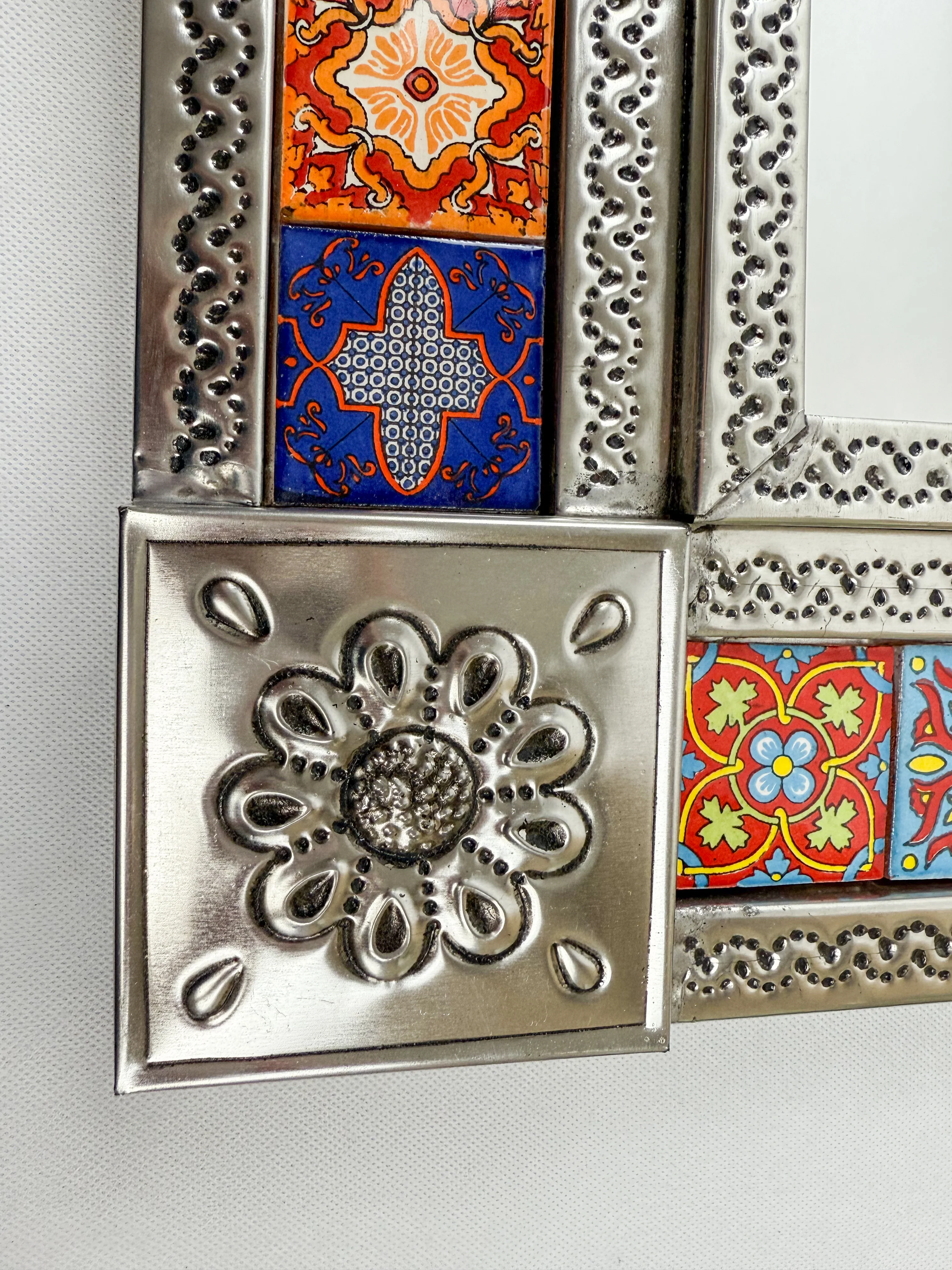 Mexican Punched Tin Mirror 29 Inches Talavera Tiles Mexican Tiles Mirror - Image 6