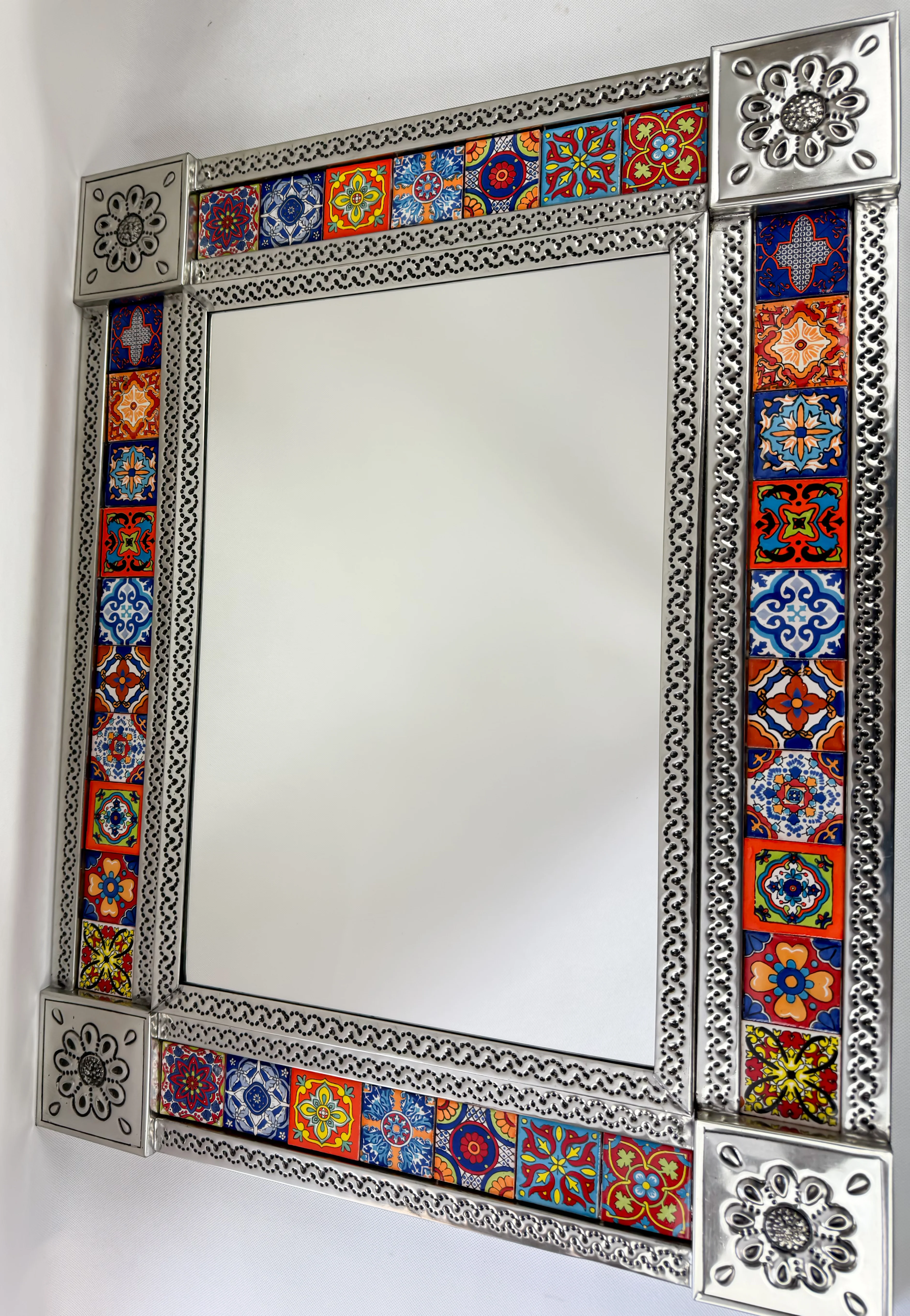 Mexican Punched Tin Mirror 29 Inches Talavera Tiles Mexican Tiles Mirror - Image 7