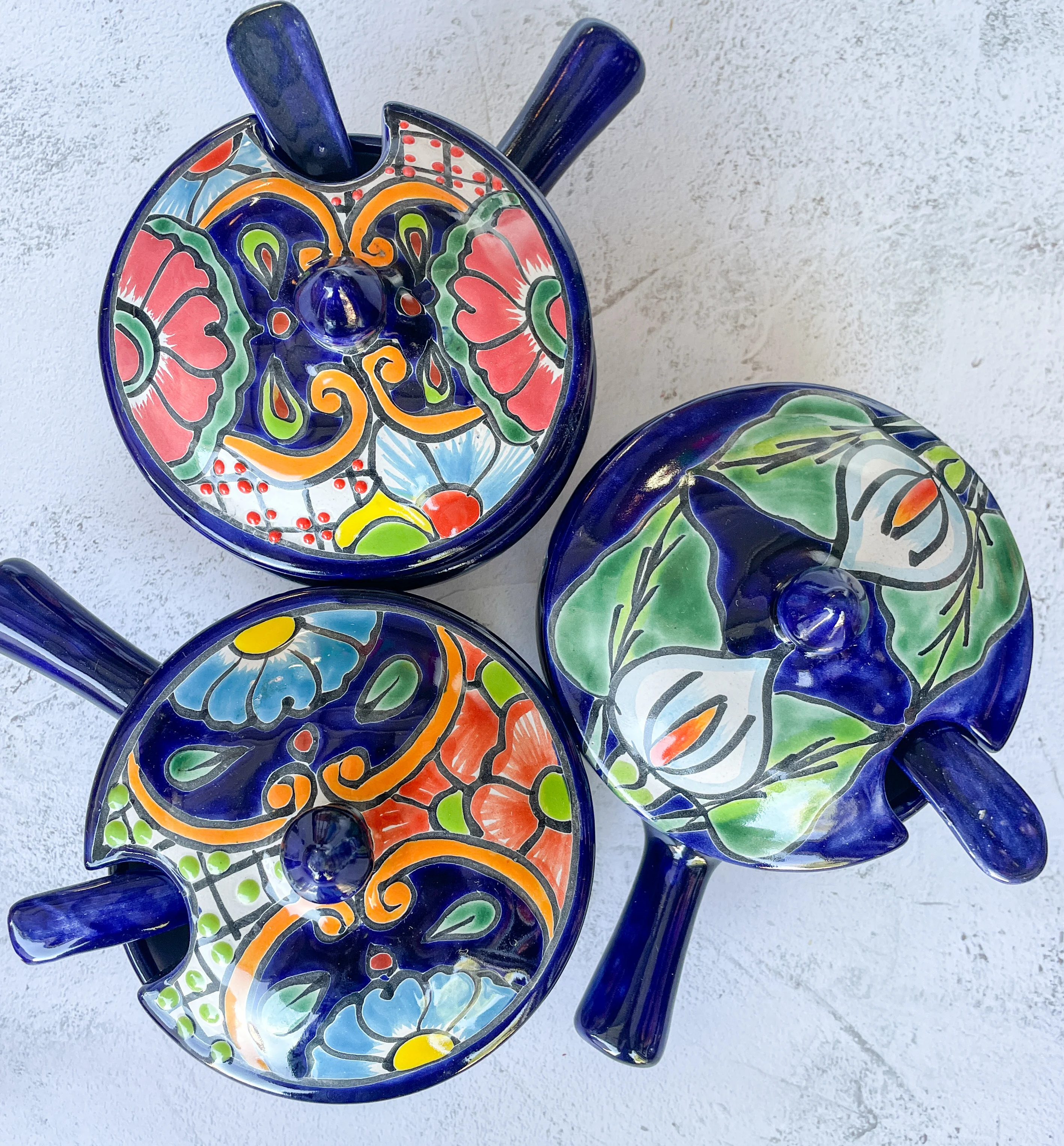 Talavera Bowl With Spoon - Salsera Con Tapa Colorful - Image 4