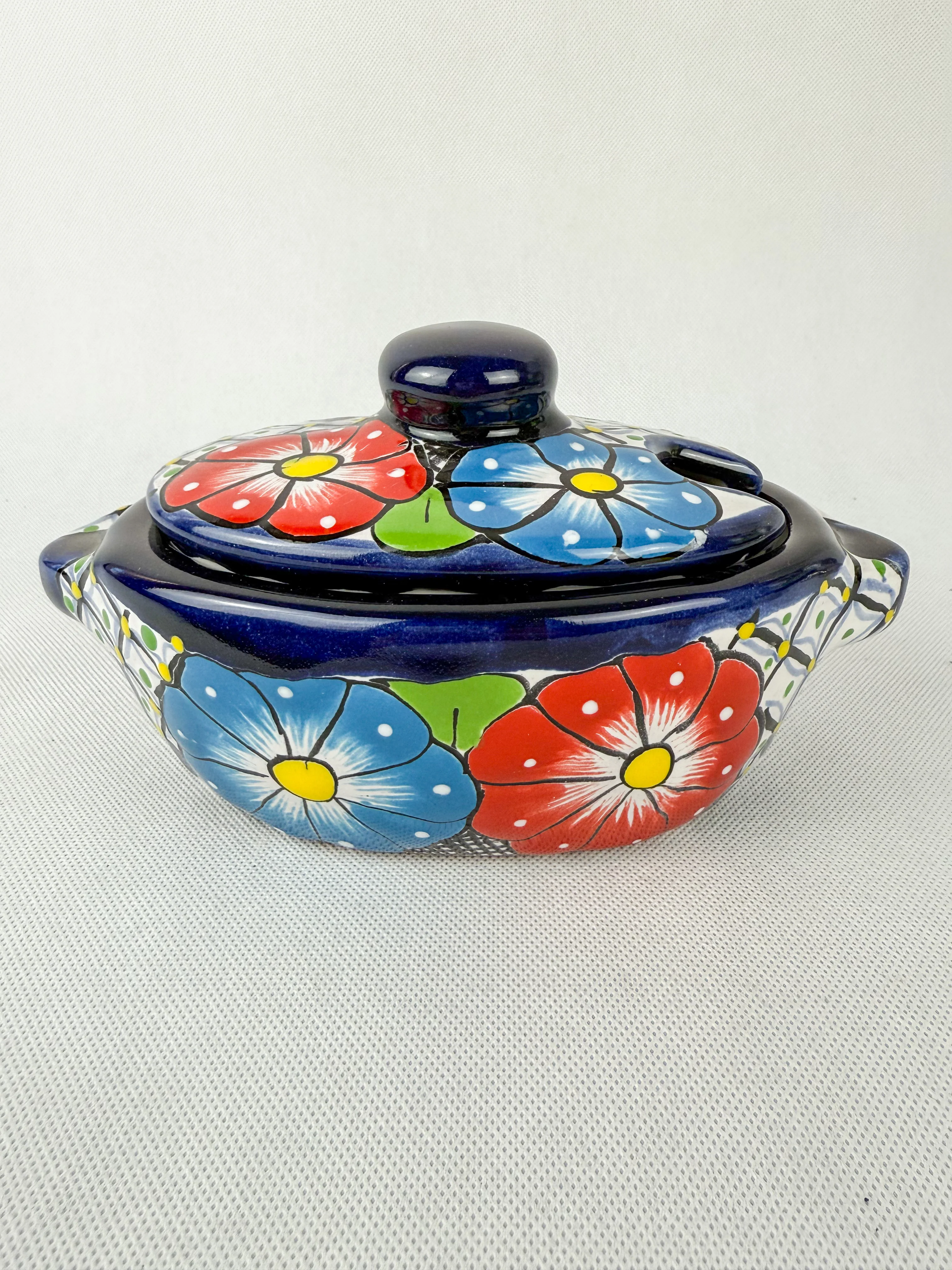 Talavera Bowl With Lid - Salsera Con Tapa Colorful