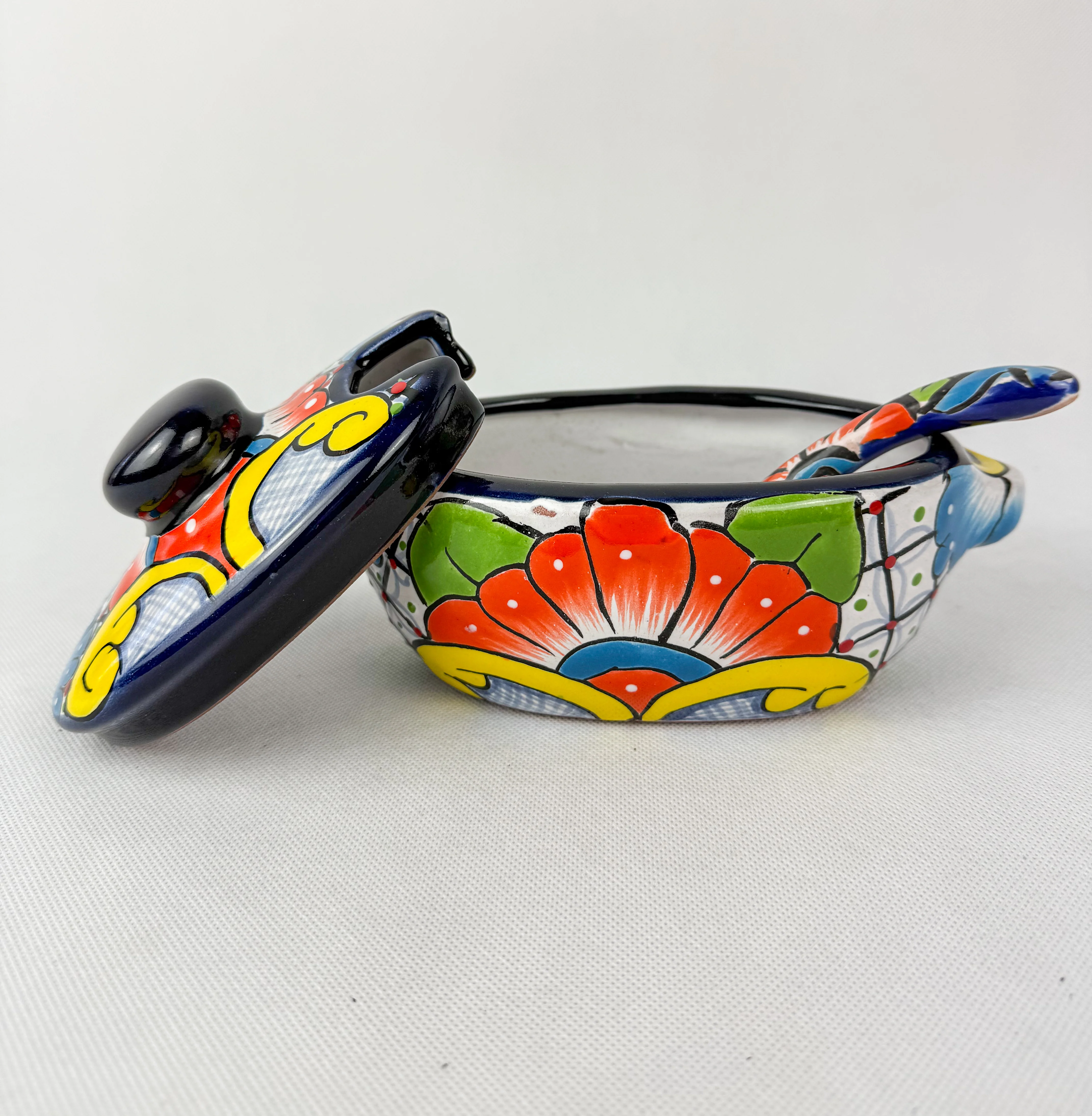 Talavera Bowl With Lid - Salsera Con Tapa Colorful - Image 6