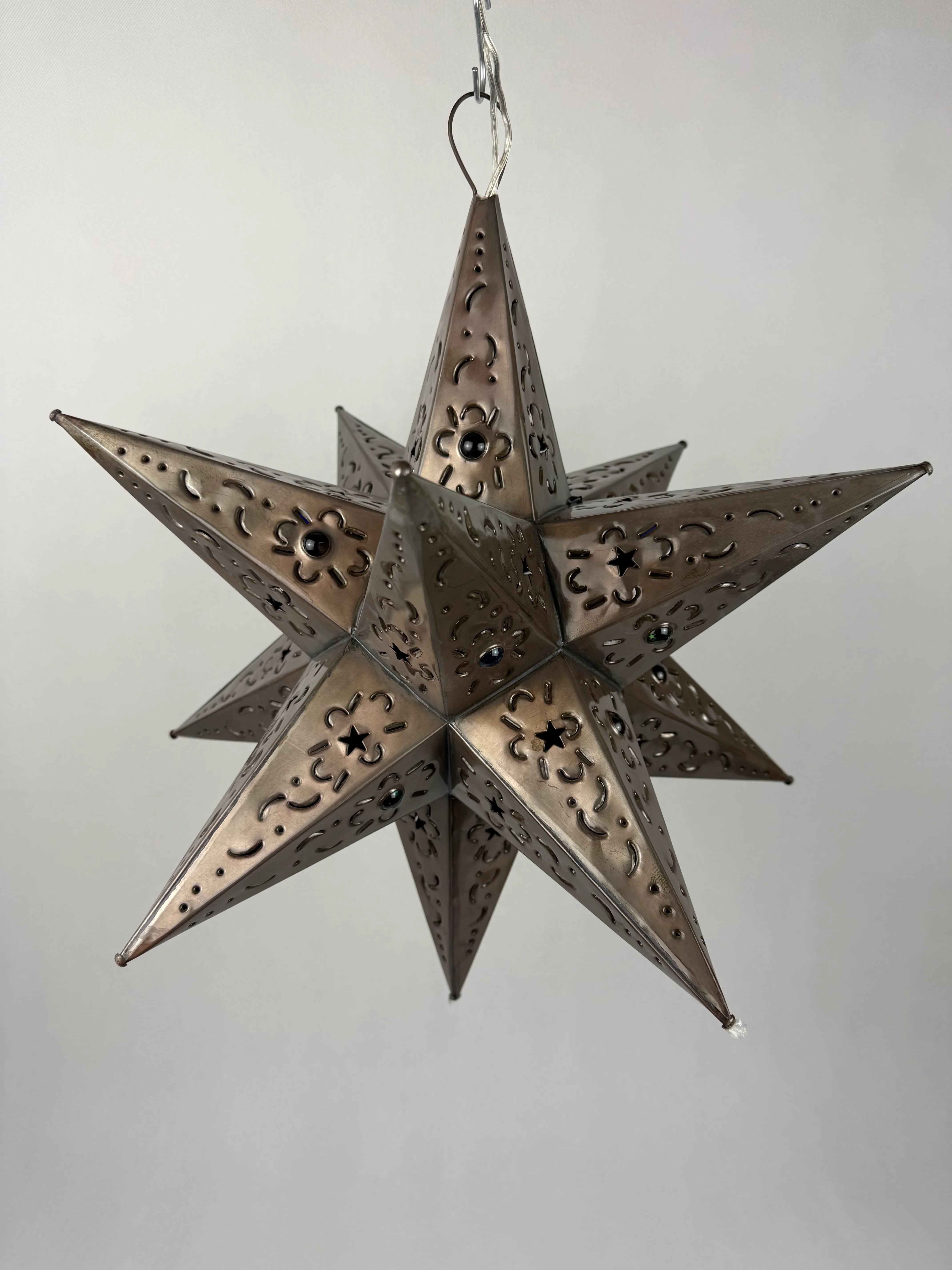 Mexican Tin Star With Color Marbles Moravian Star Light Estrellas de Lamina - Image 11