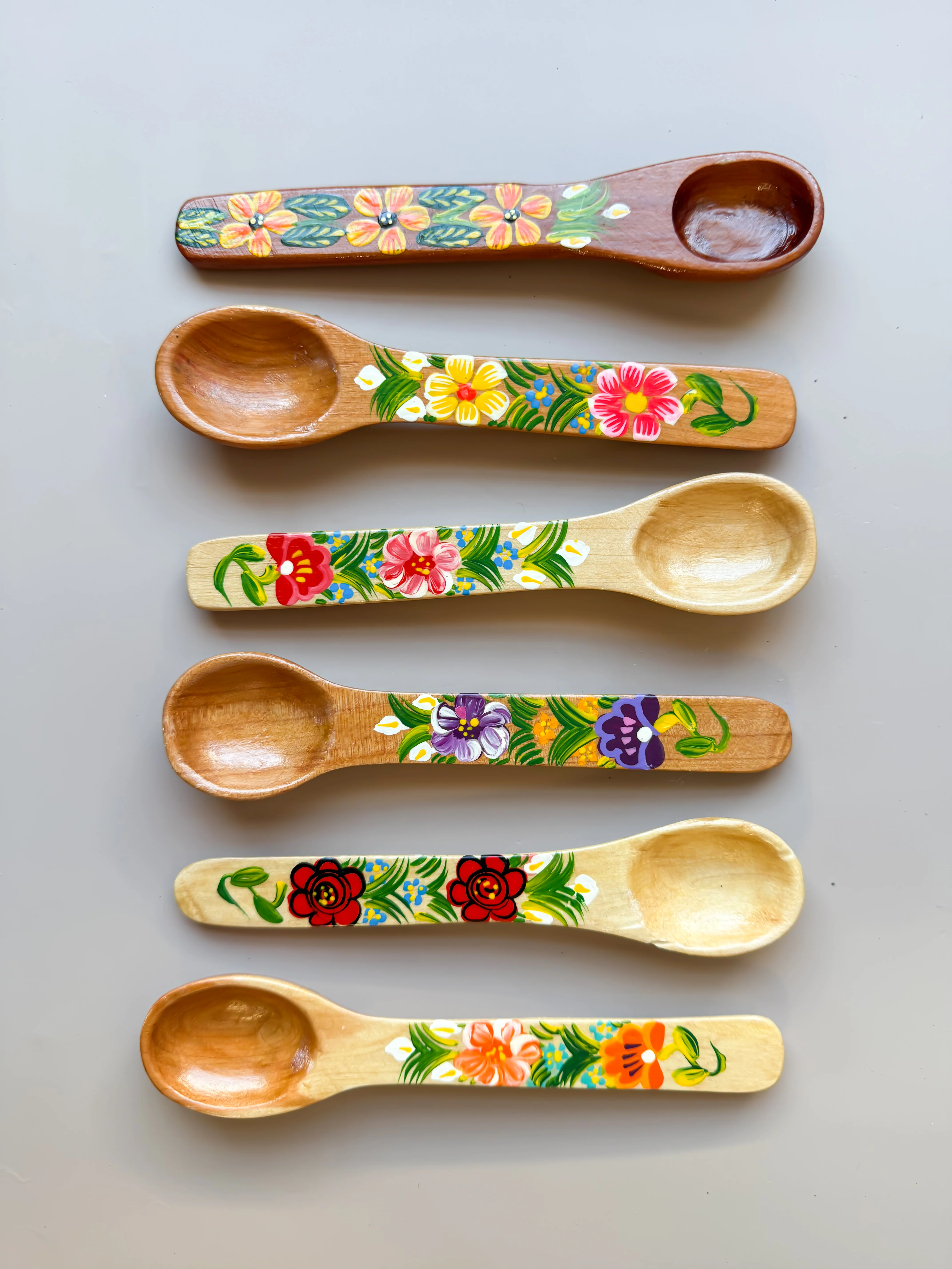 Mexican Spoons Colored Wooden Spoons Cucharas de Madera