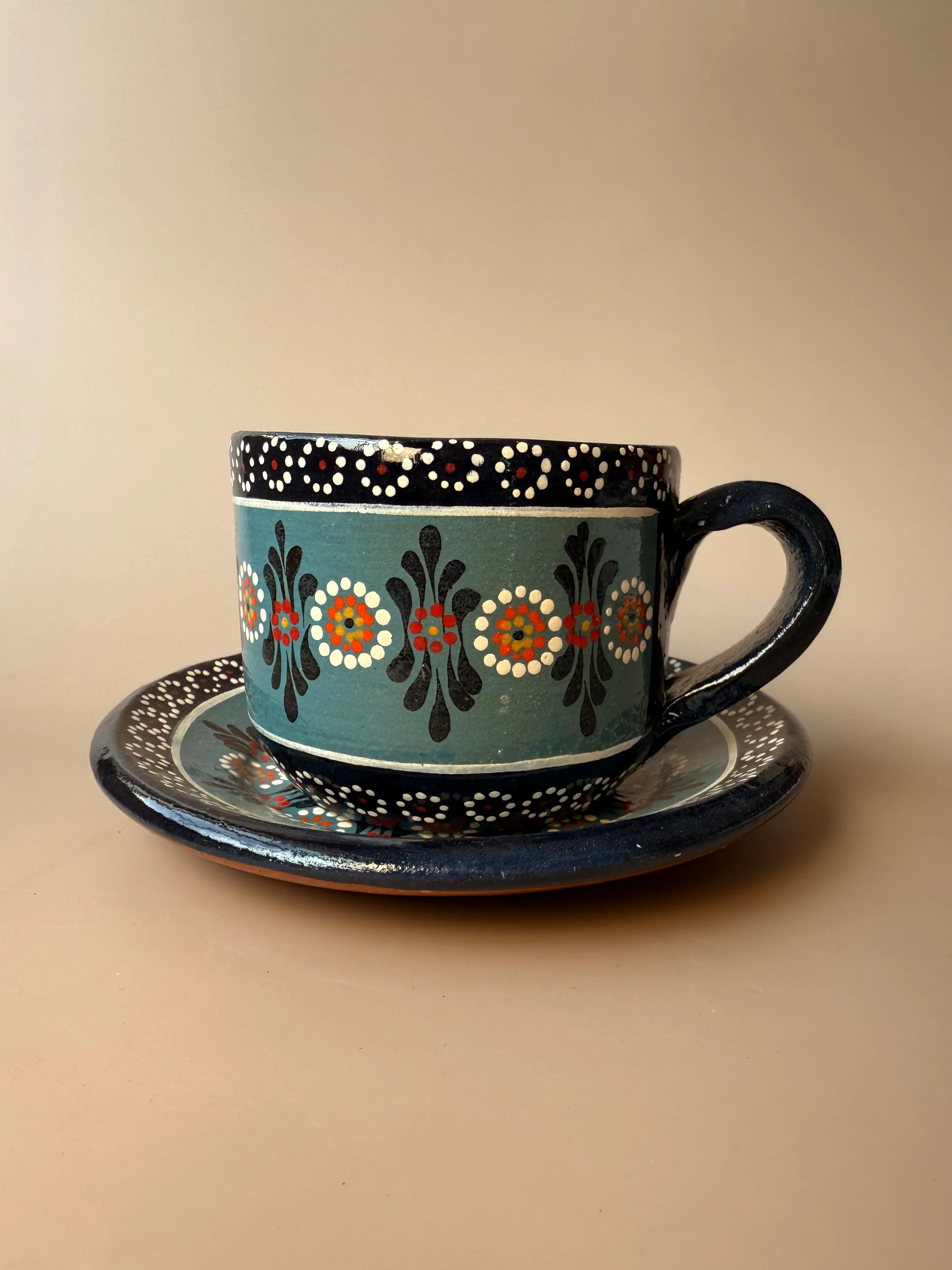 Michoacan Clay Mug and Plate Set - Taza Con Plato