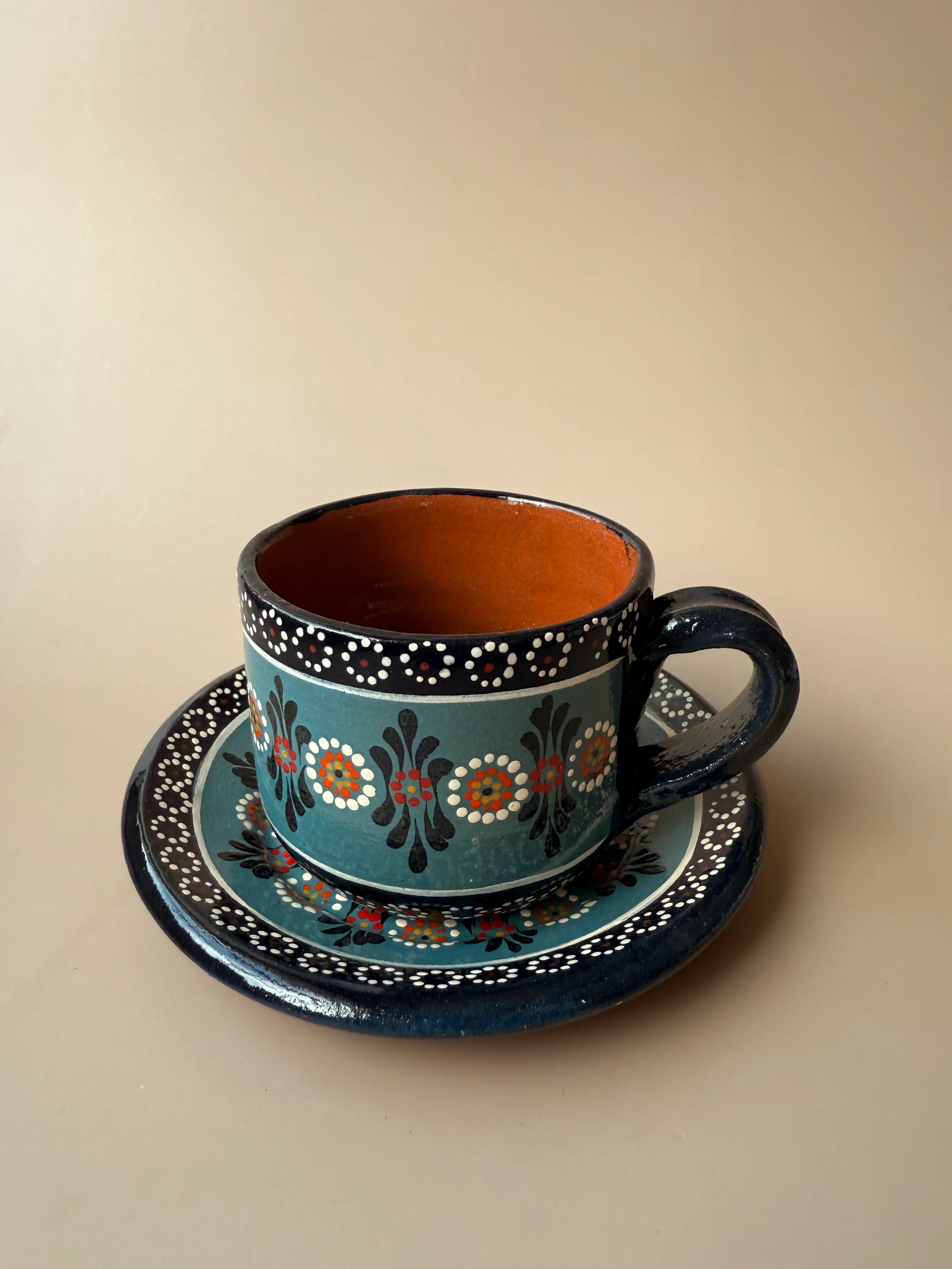 Michoacan Clay Mug and Plate Set - Taza Con Plato - Image 2