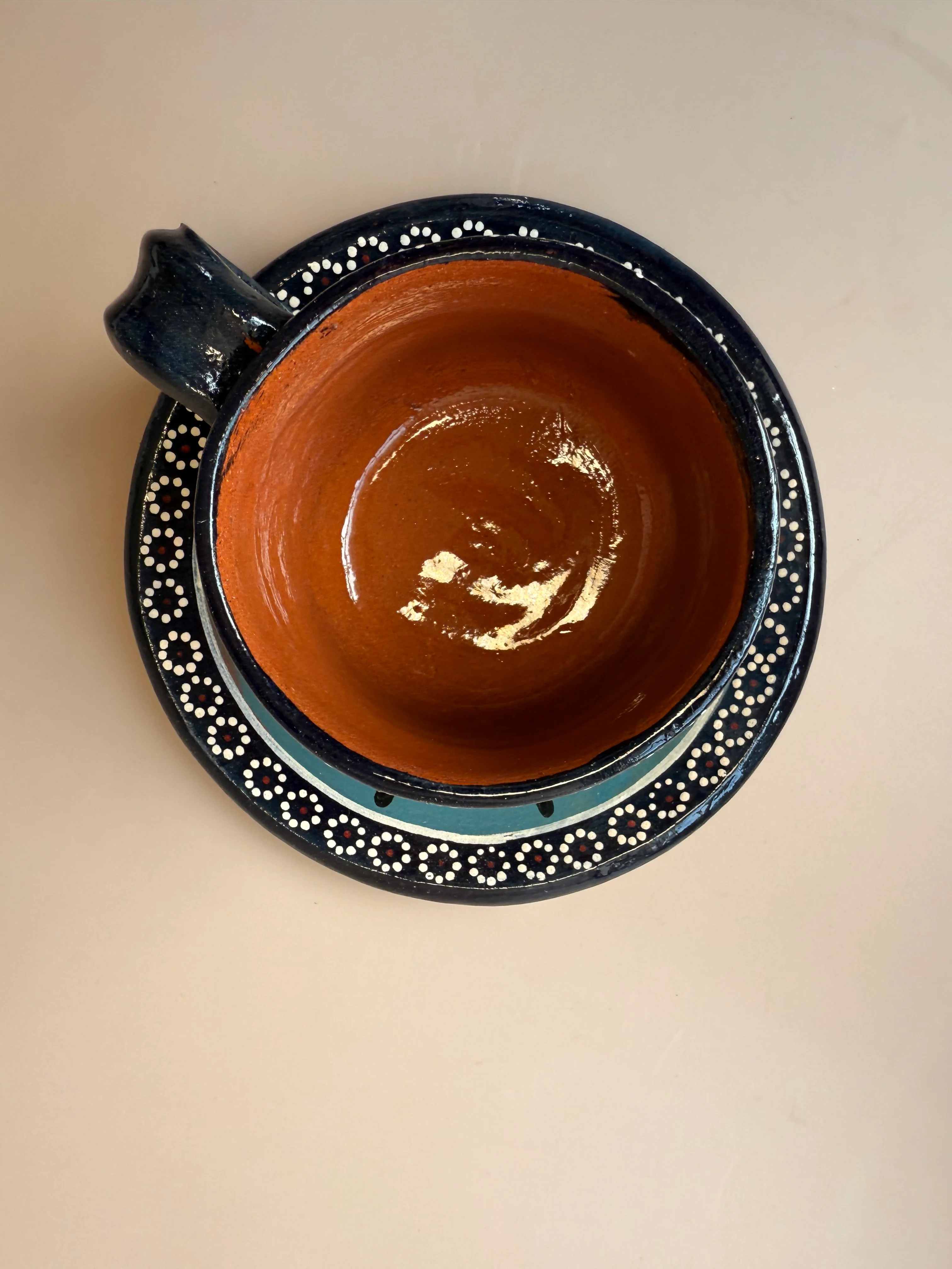 Michoacan Clay Mug and Plate Set - Taza Con Plato - Image 4