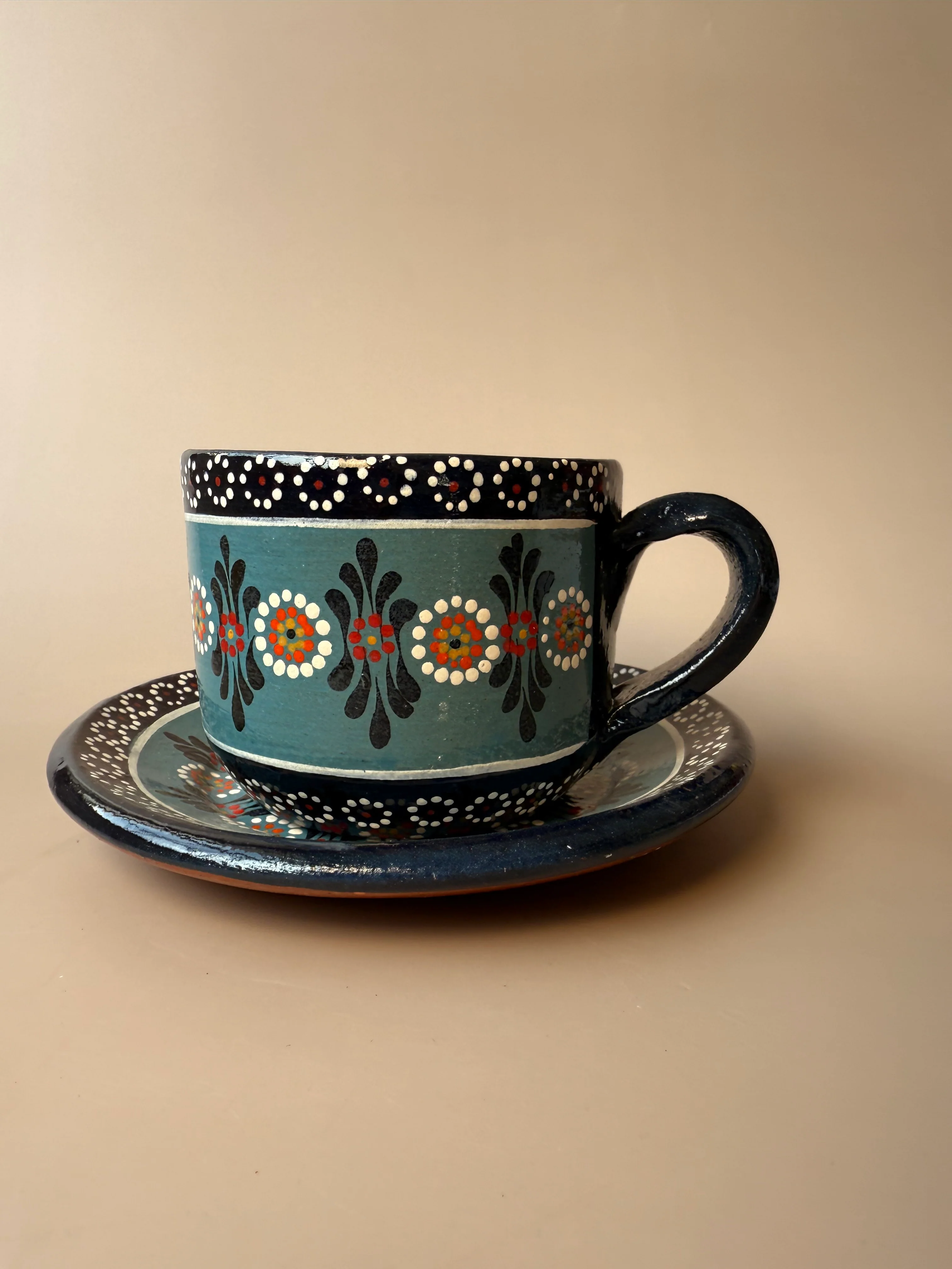 Michoacan Clay Mug and Plate Set - Taza Con Plato - Image 5