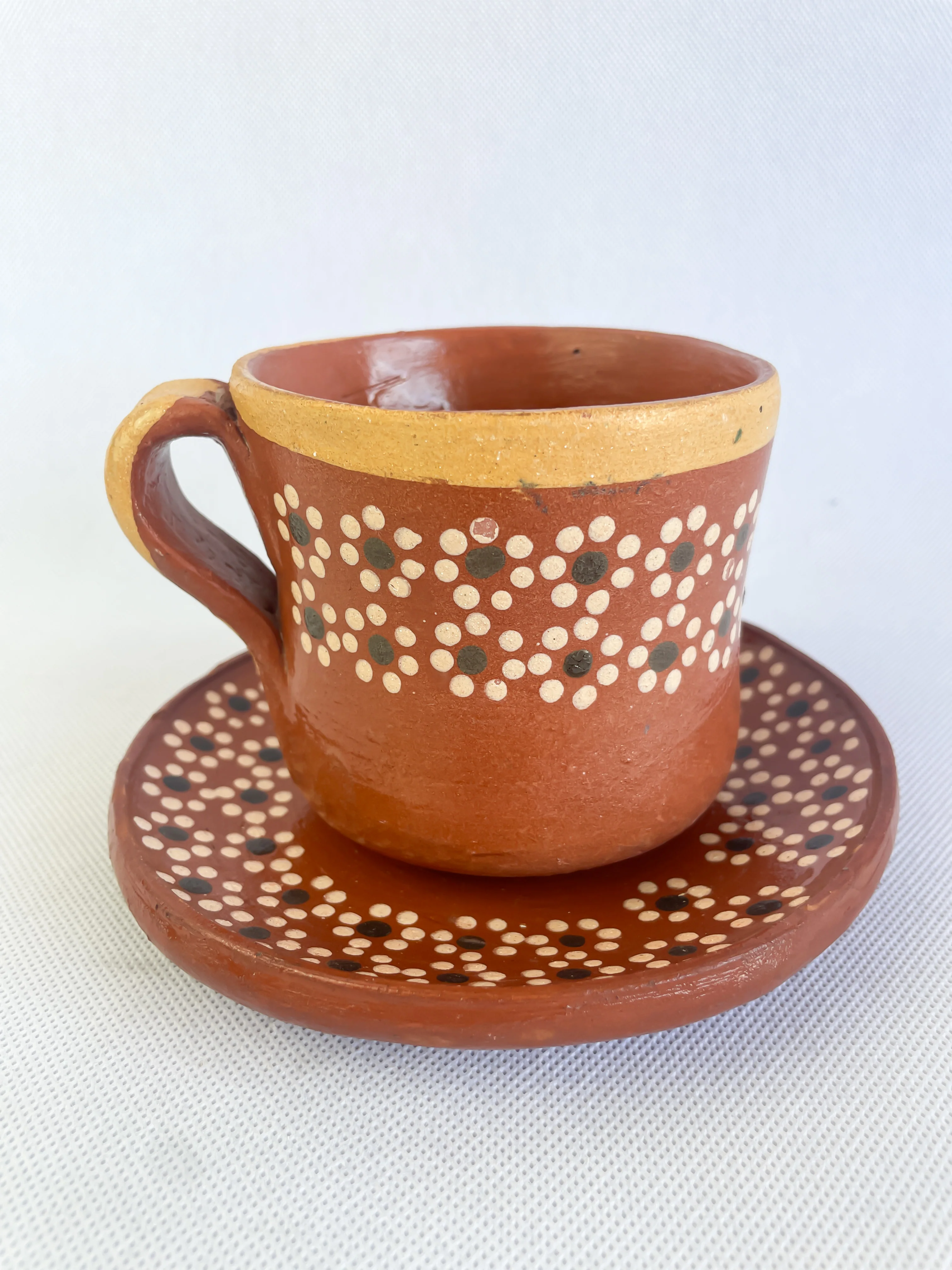 Michoacan Clay Mug and Plate Set - Taza Con Plato - Image 7