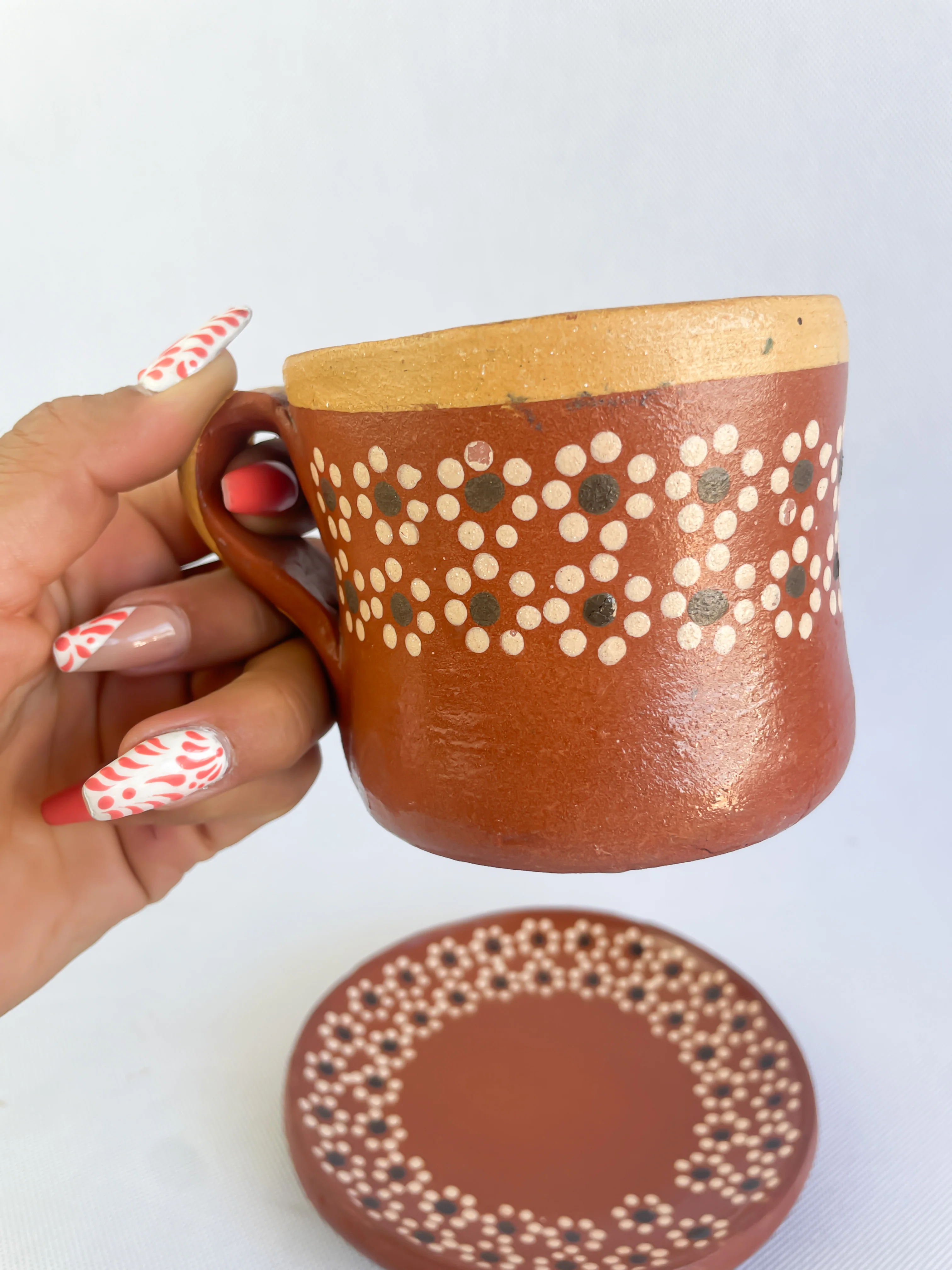 Michoacan Clay Mug and Plate Set - Taza Con Plato - Image 8