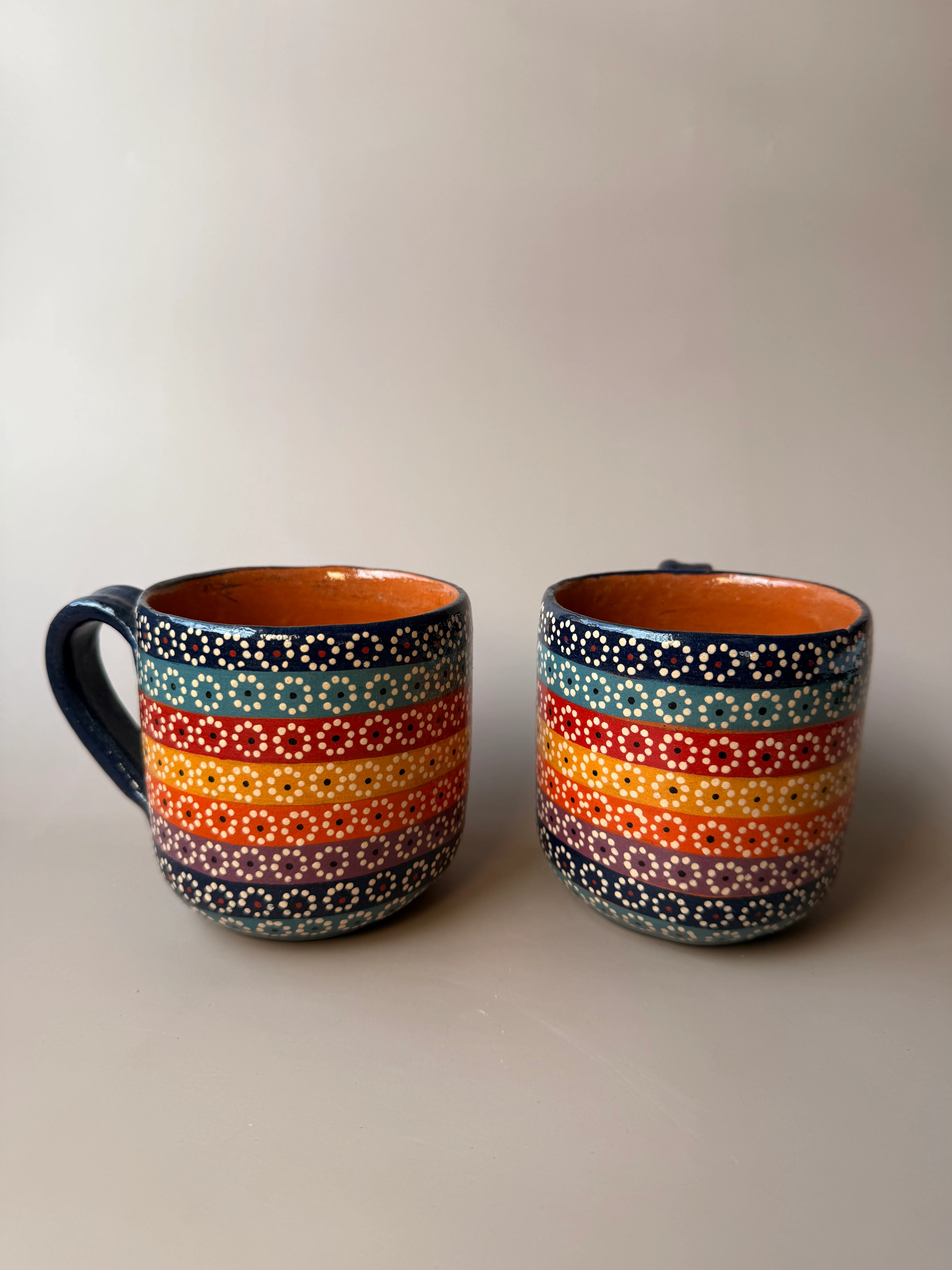 Michoacan Mexican Clay Mugs Set of 2 Capula Design Mugs Clay Mugs - Image 10