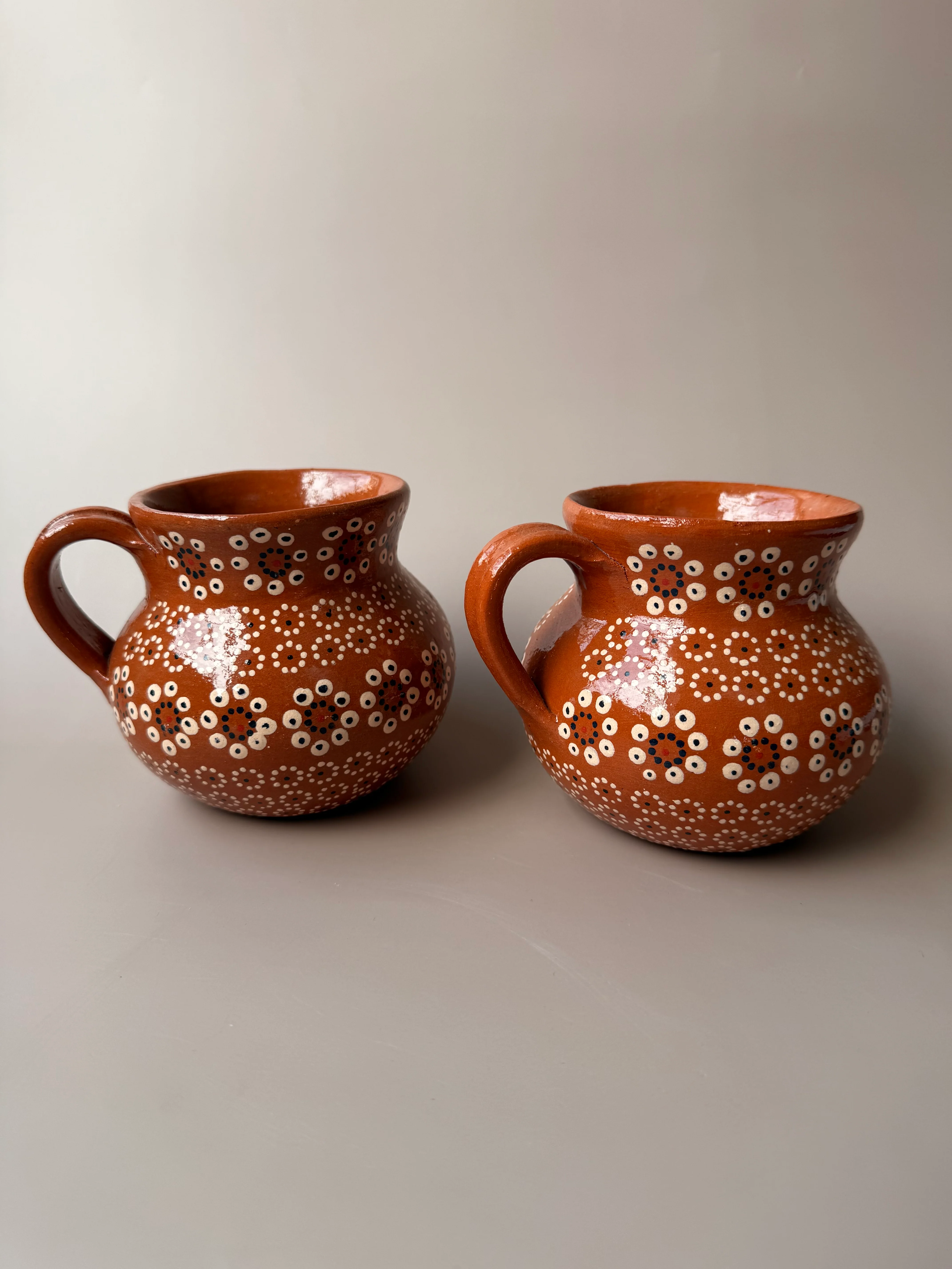 Michoacan Mexican Clay Mugs Set of 2 Capula Design Mugs Clay Mugs - Image 4