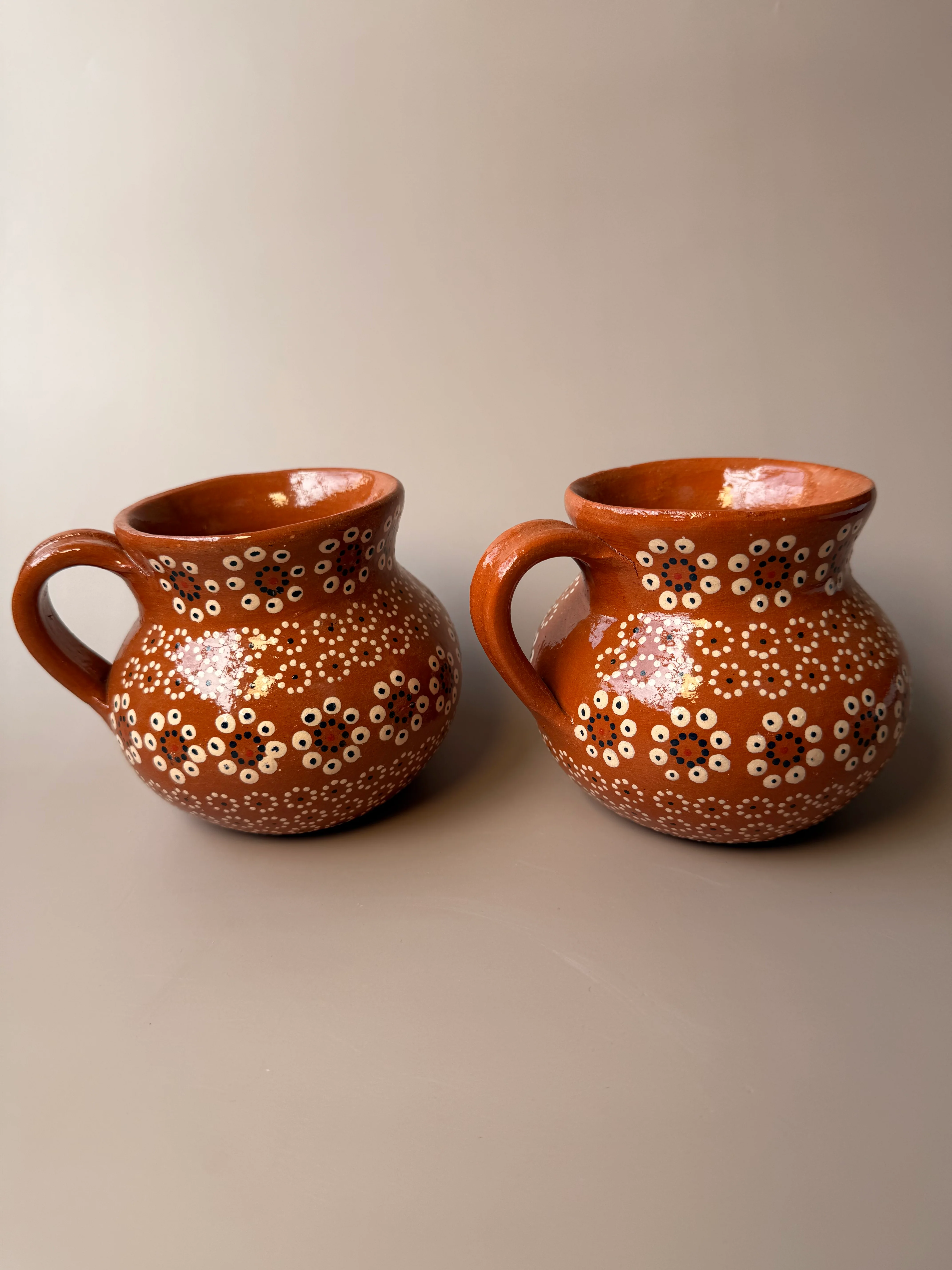 Michoacan Mexican Clay Mugs Set of 2 Capula Design Mugs Clay Mugs - Image 5