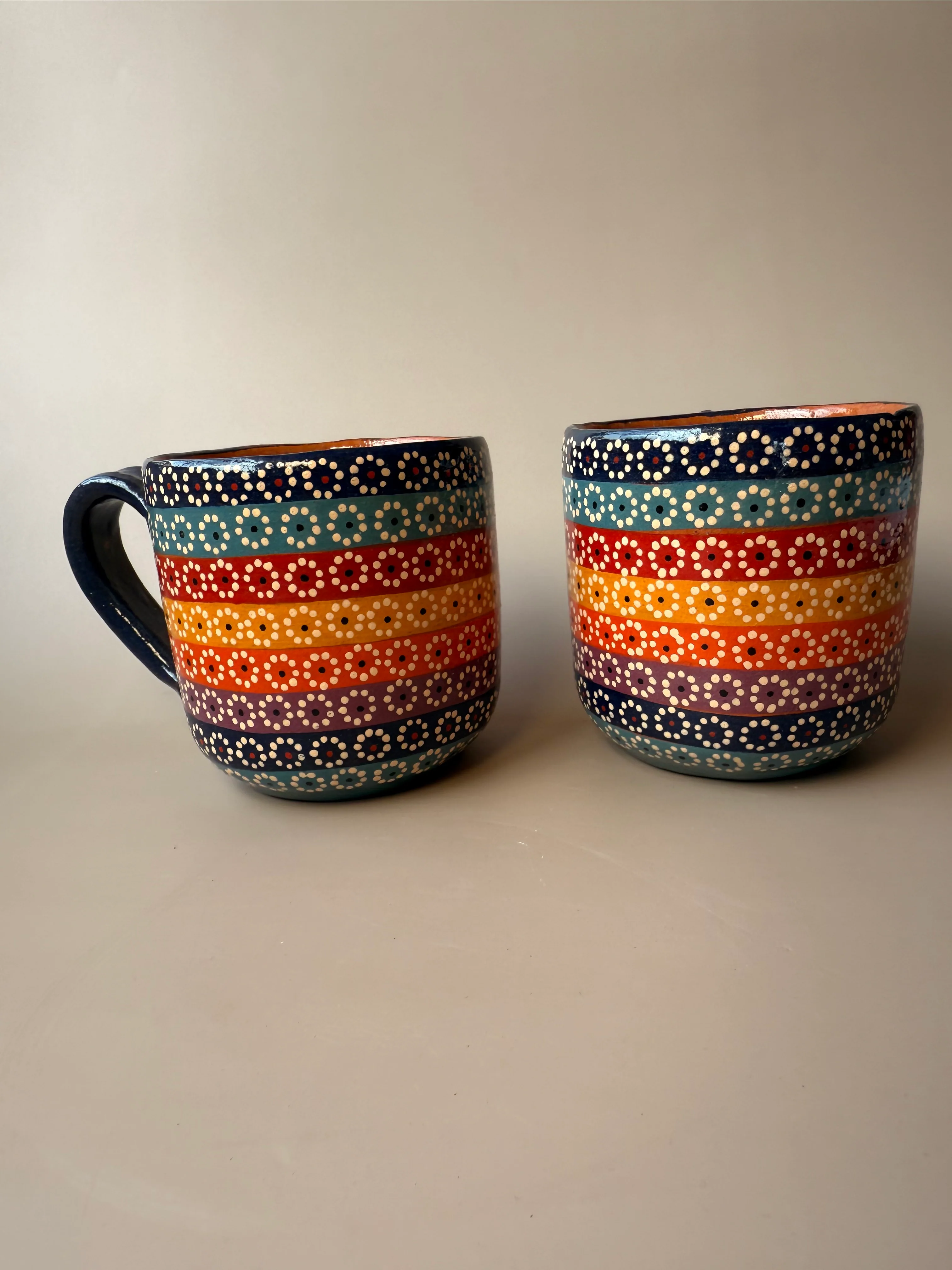 Michoacan Mexican Clay Mugs Set of 2 Capula Design Mugs Clay Mugs - Image 9