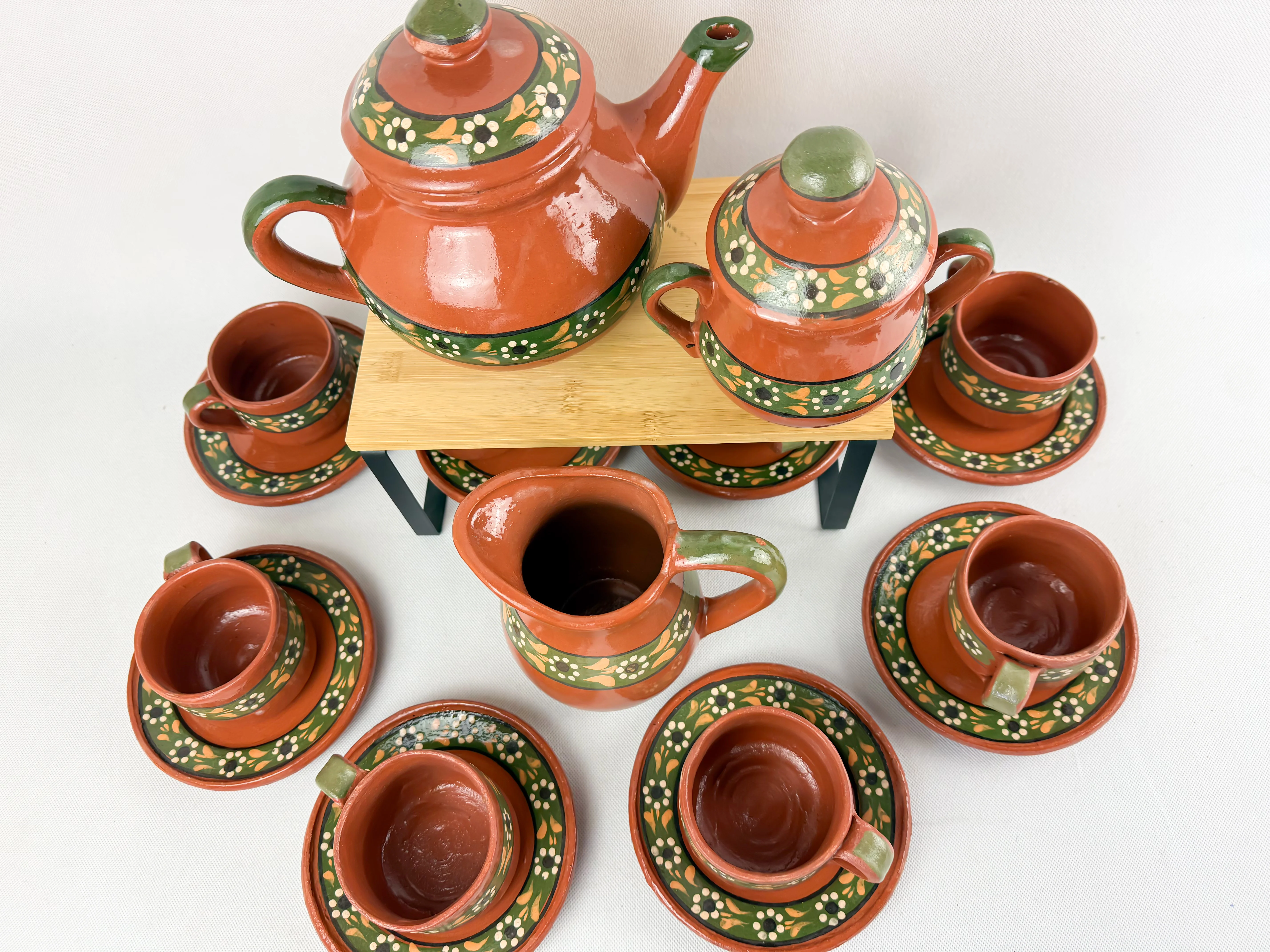Traditional Mexican Tea Pot Set 16pc - Juego de Te Barro - Image 10
