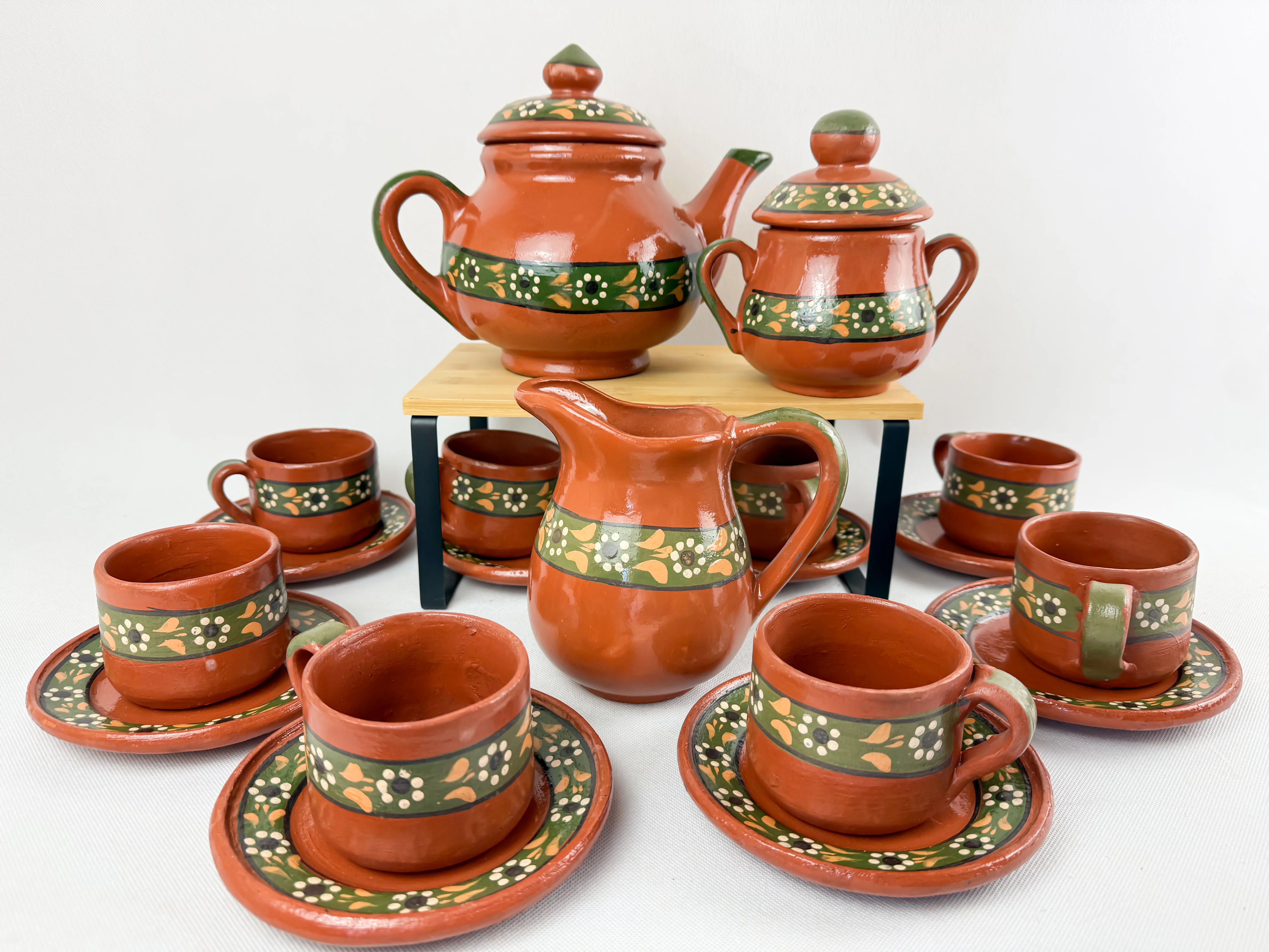 Traditional Mexican Tea Pot Set 16pc - Juego de Te Barro - Image 11